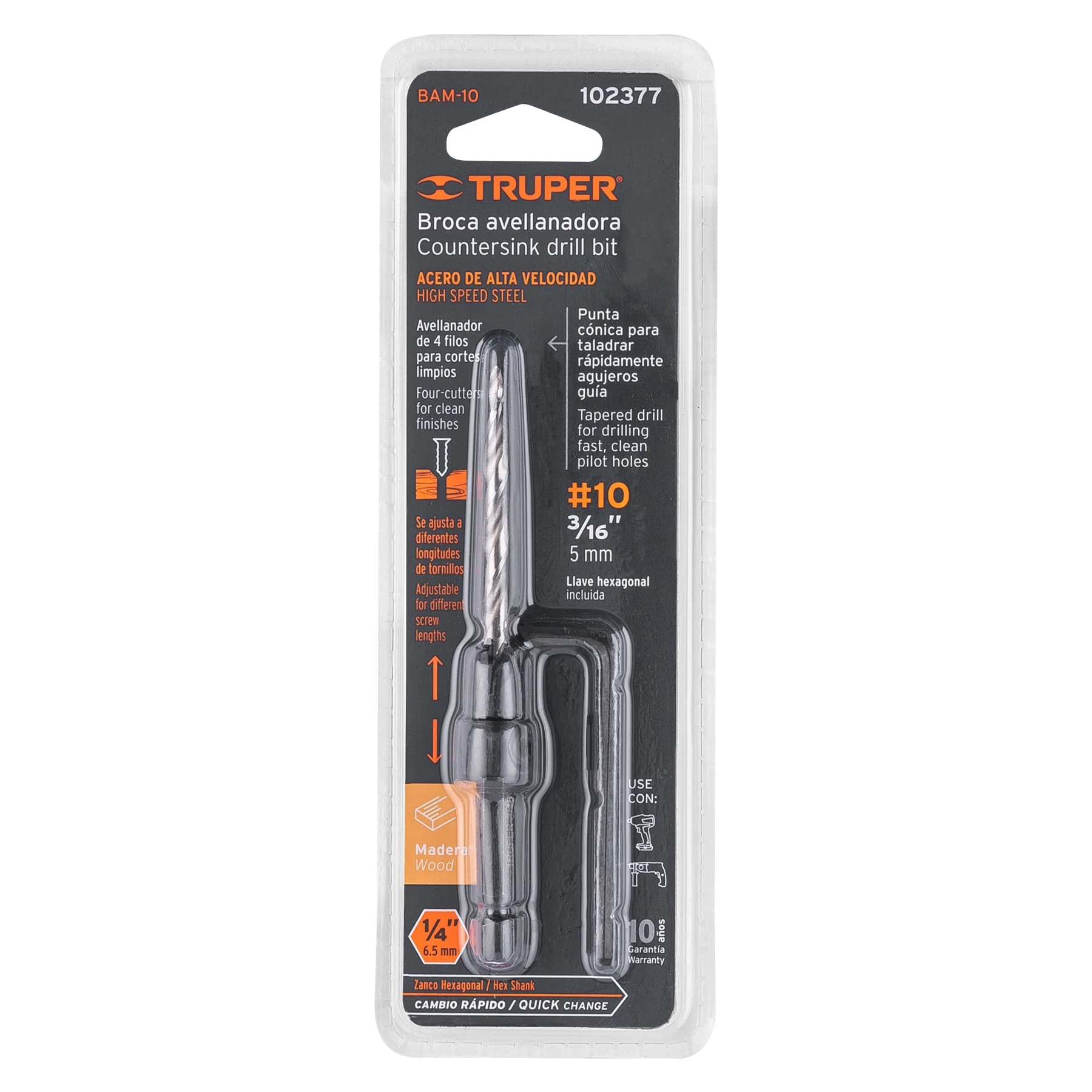 Broca avellanadora 3/16" Truper