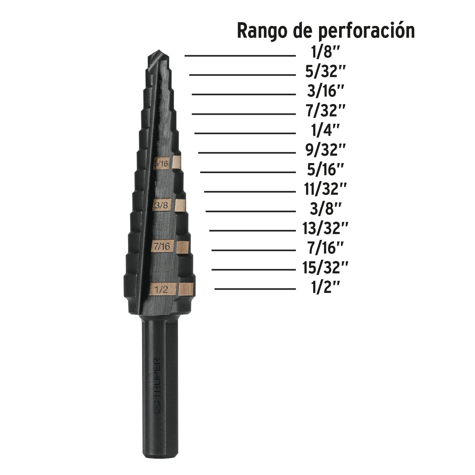 Broca escalonada para metal 1/8" a 1/2" Truper