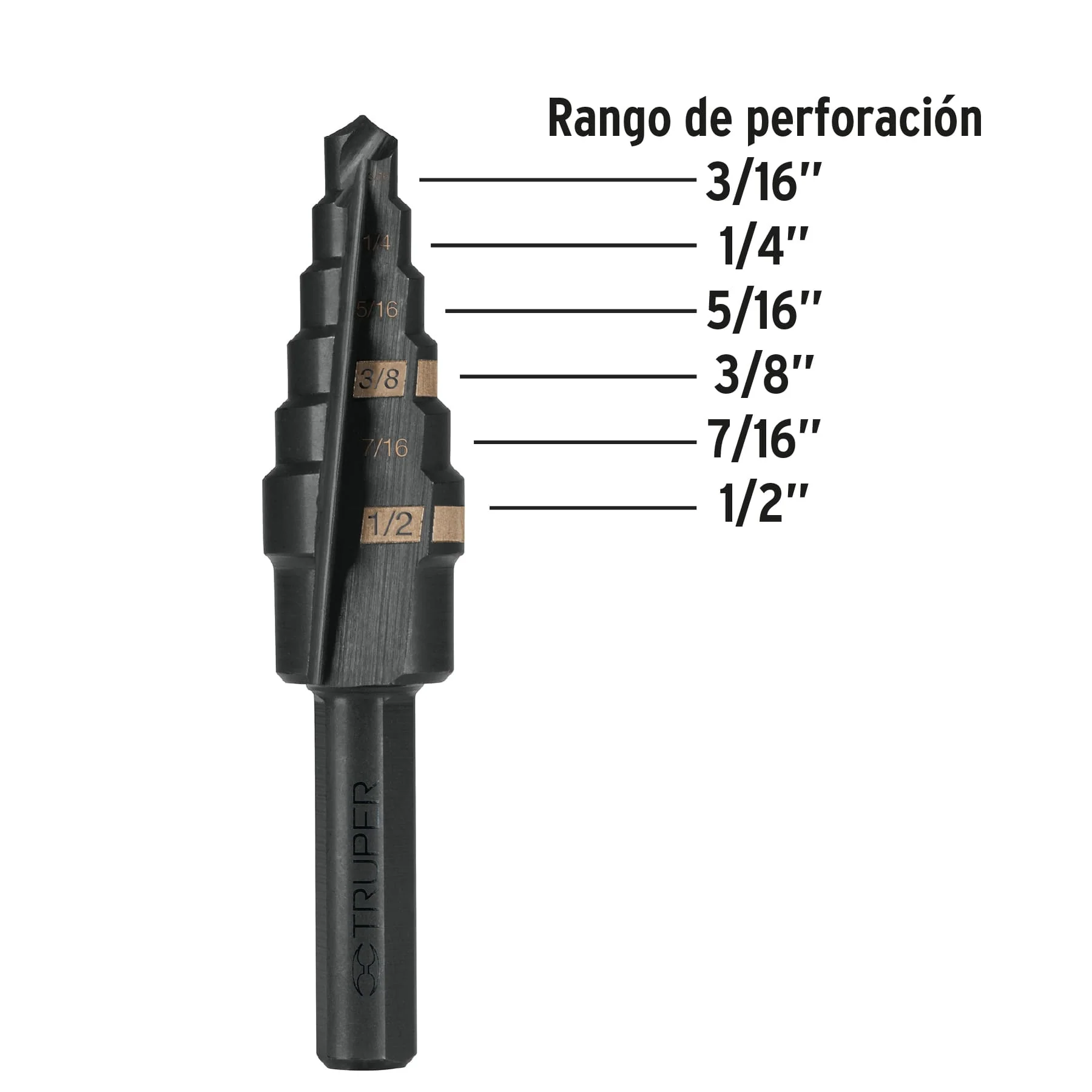Broca escalonada para metal 3/16" a 1/2" Truper