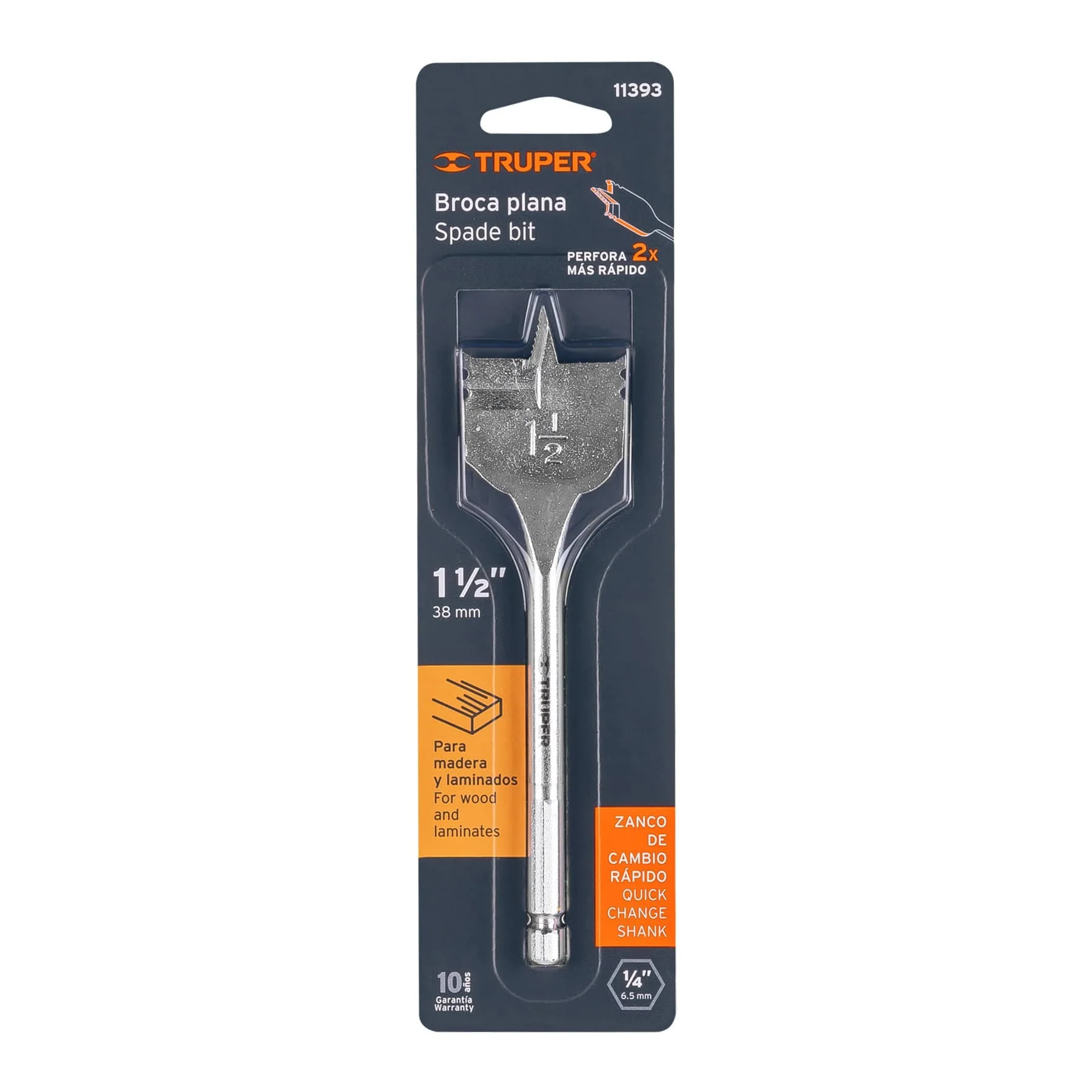 Broca paleta para madera 1-1/2" Truper