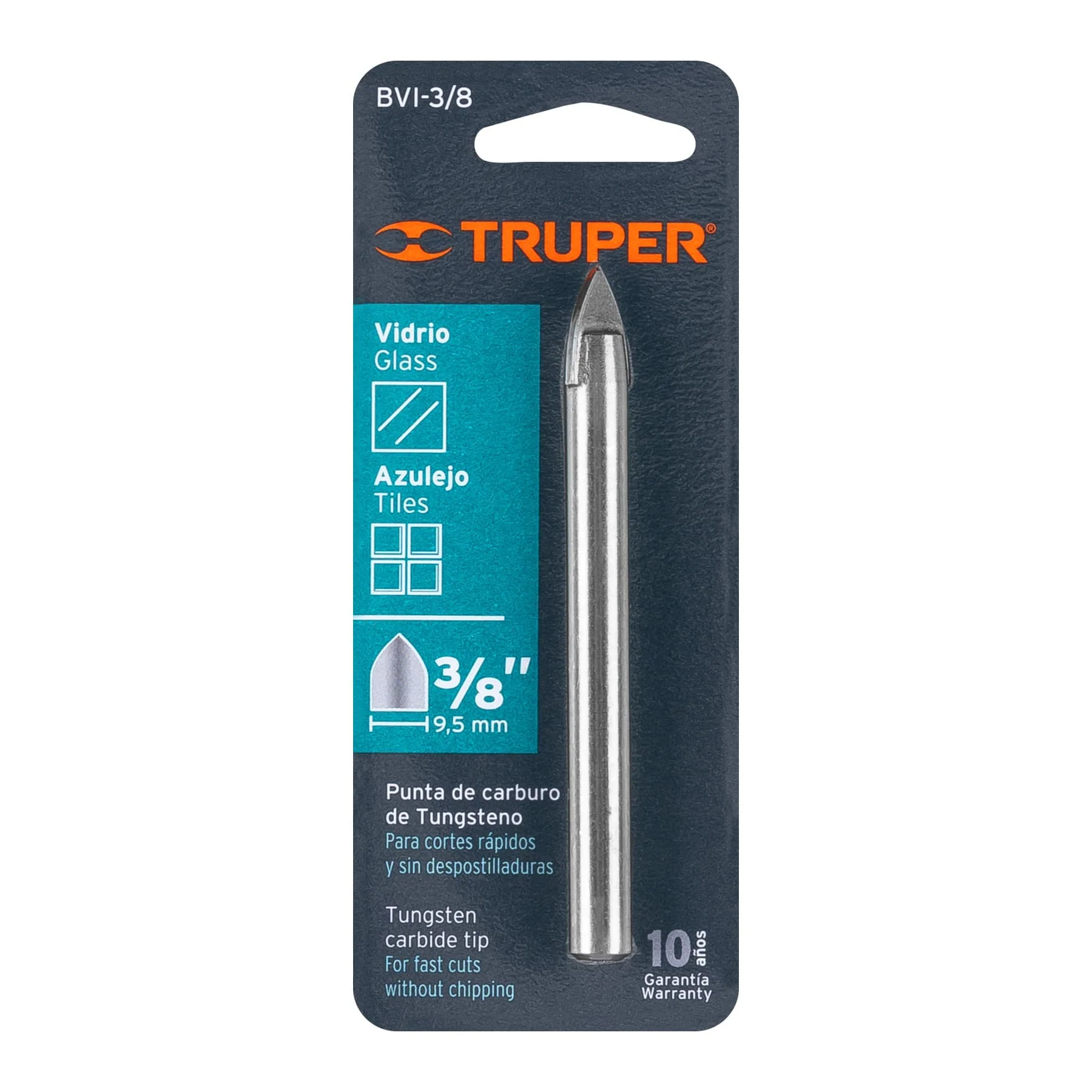 Broca para vidrio y mayólica 3/8" Truper