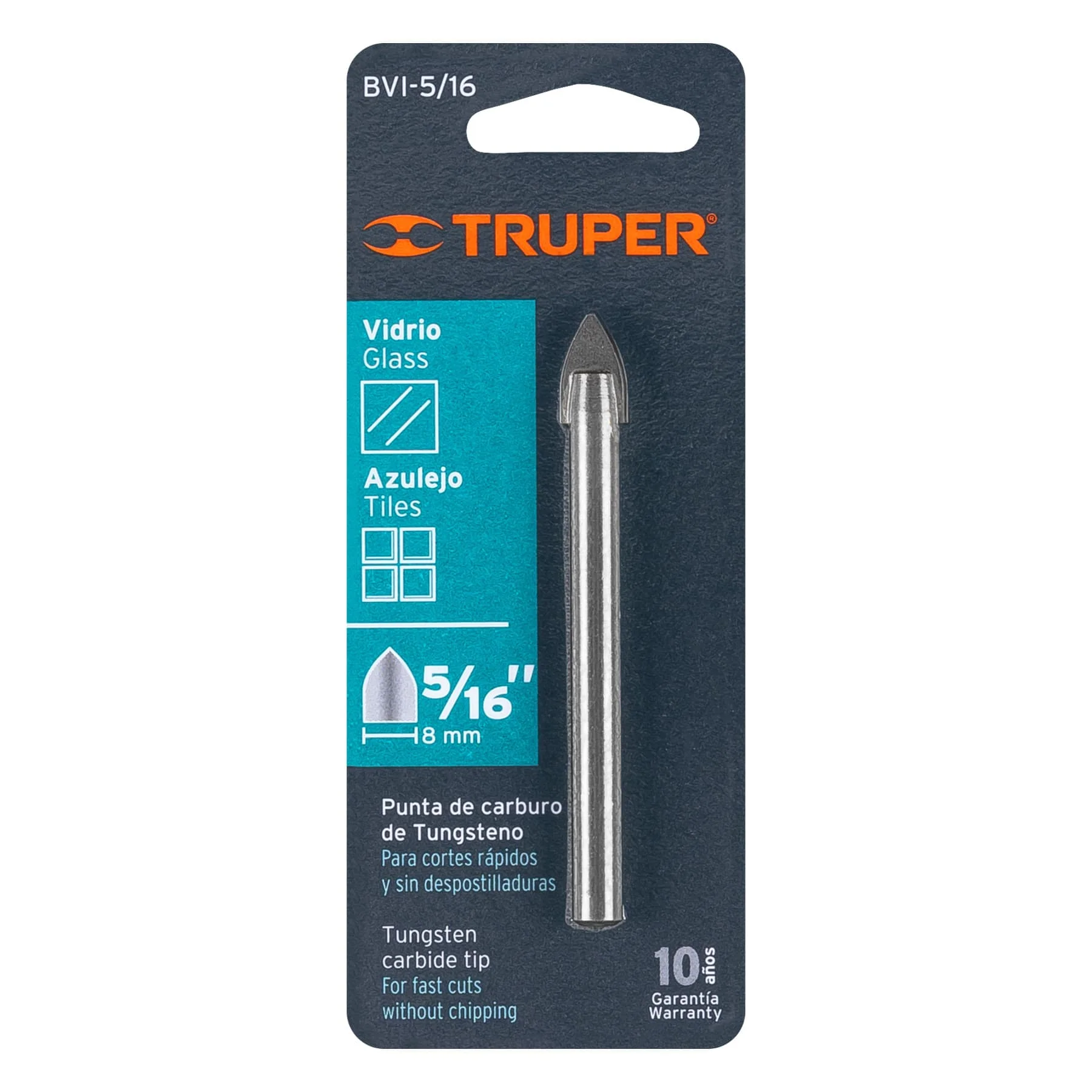 Broca para vidrio y mayólica 5/16" Truper