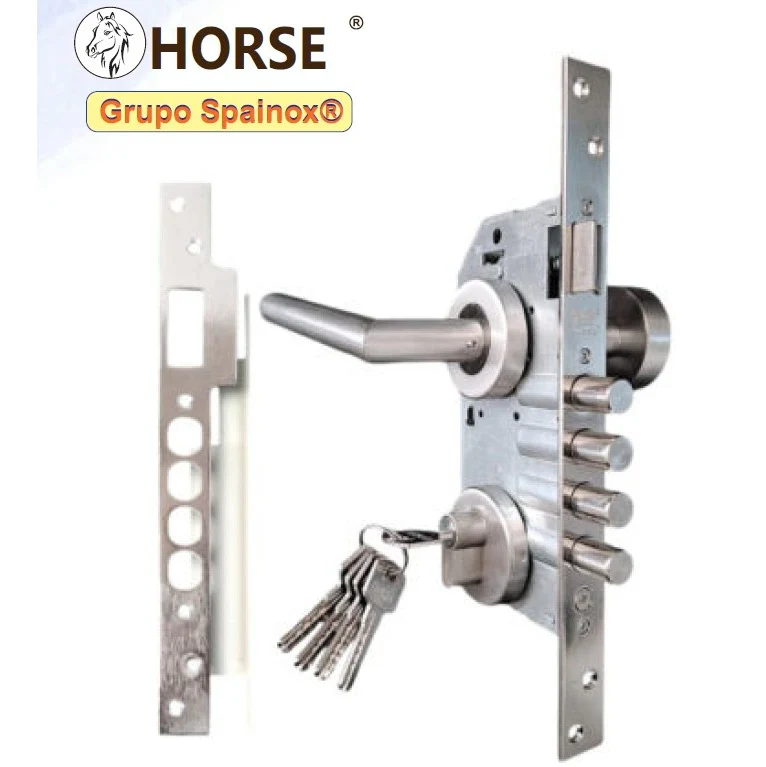 Cerradura de embutir 2 golpes manija valentina Horse