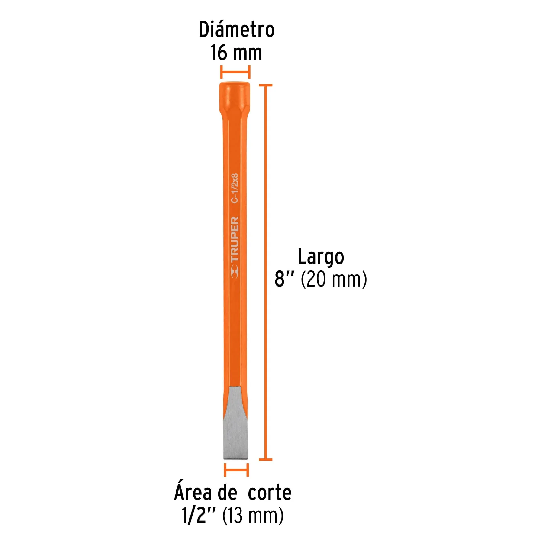 Cincel plano 1/2"x8" Truper