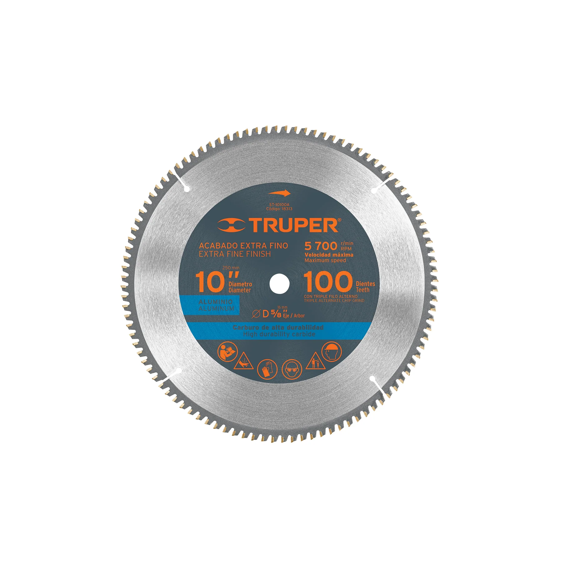 Disco de corte para aluminio 10"x100 dientes Truper