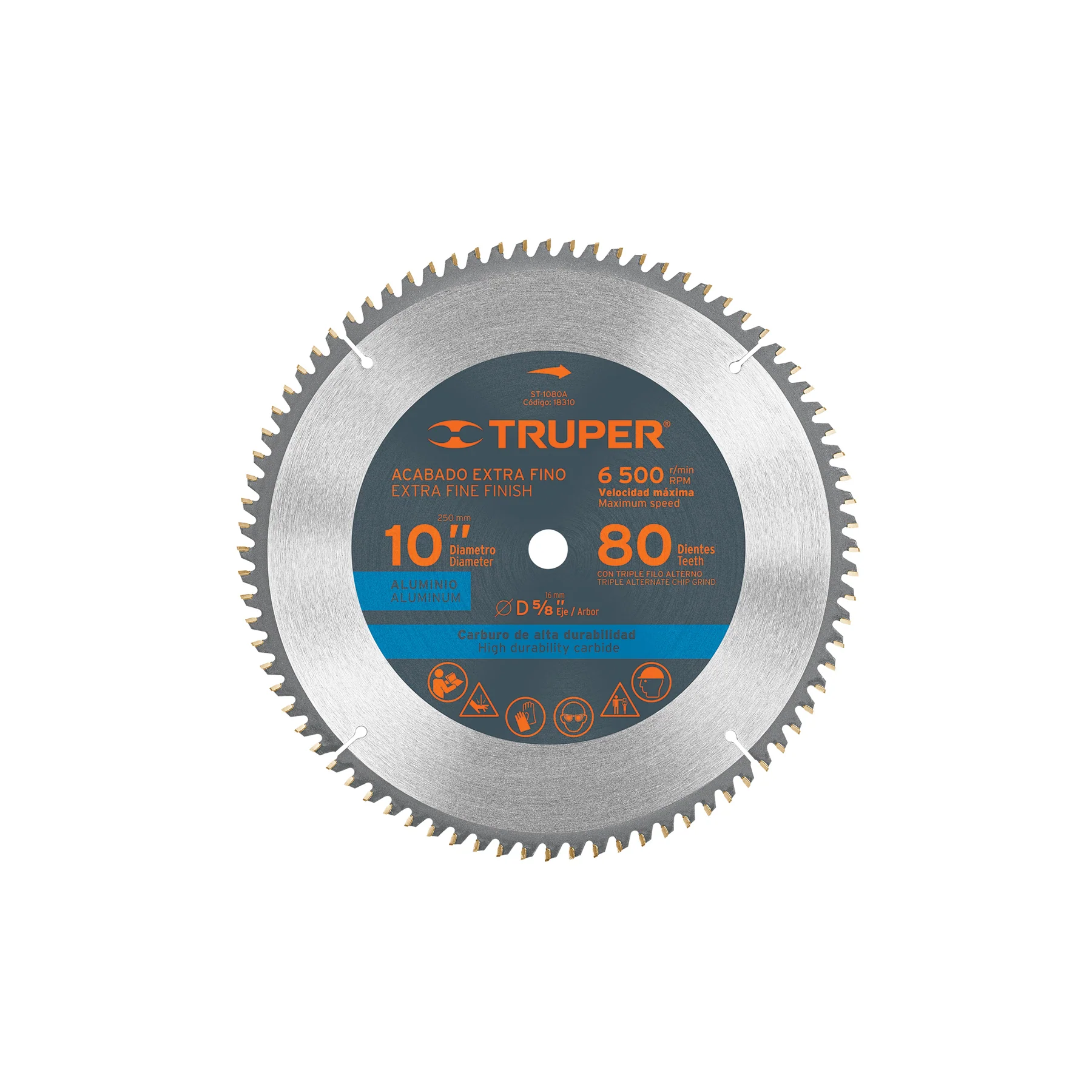 Disco de corte para aluminio 10"x80 dientes Truper