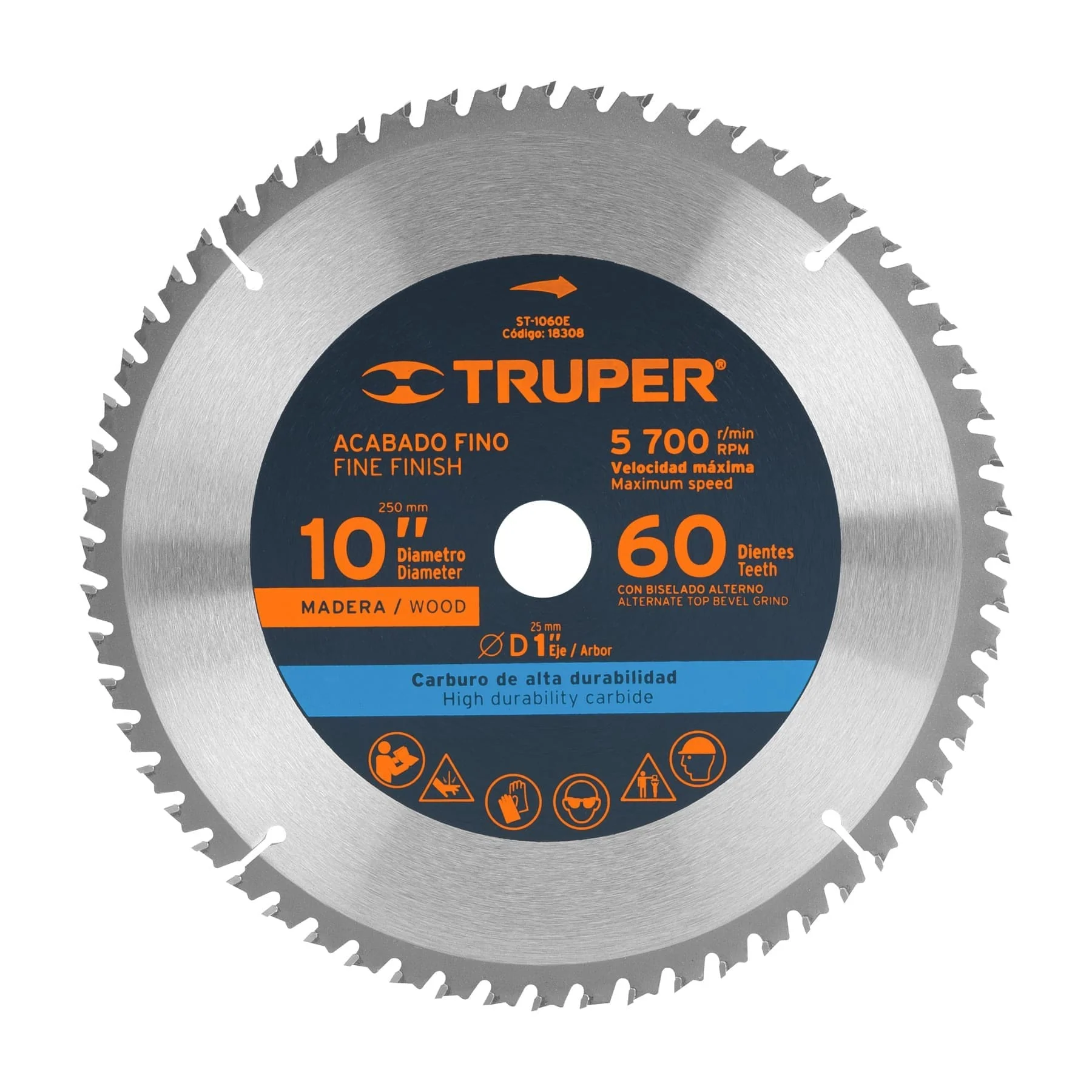 Disco de corte para madera 10"x60 dientes Truper