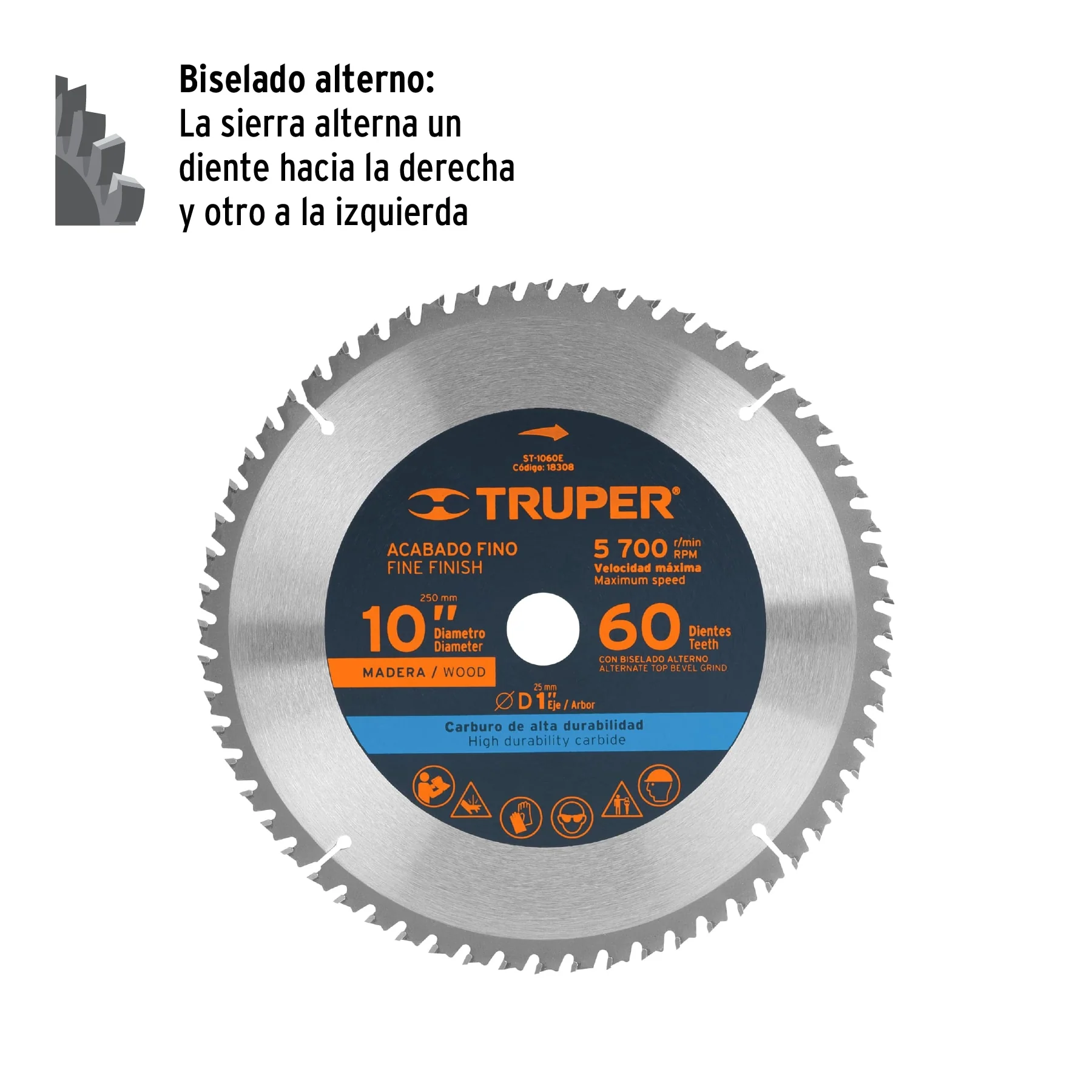 Disco de corte para madera 10"x60 dientes Truper - Image 2