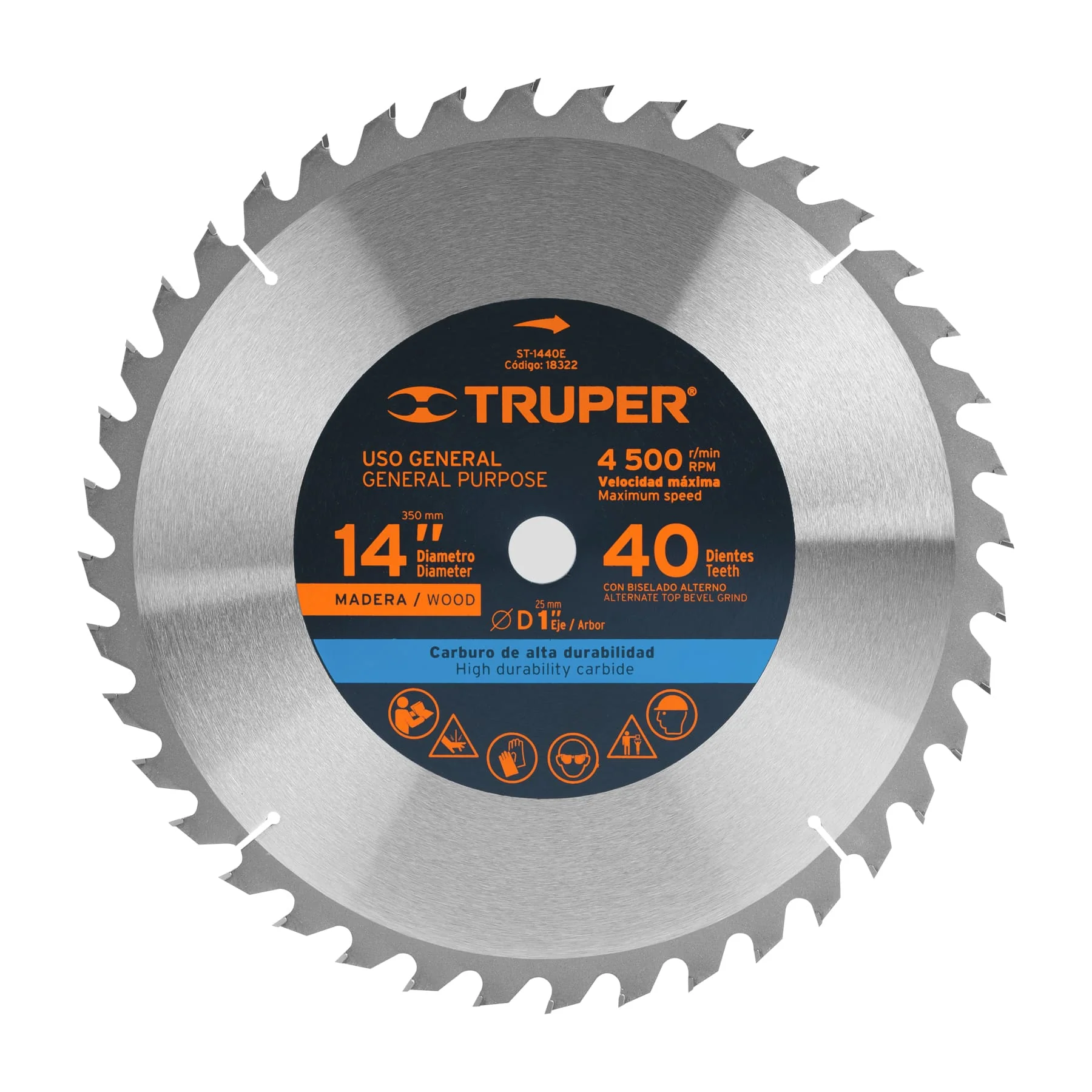 Disco de corte para madera 14"x40 dientes Truper