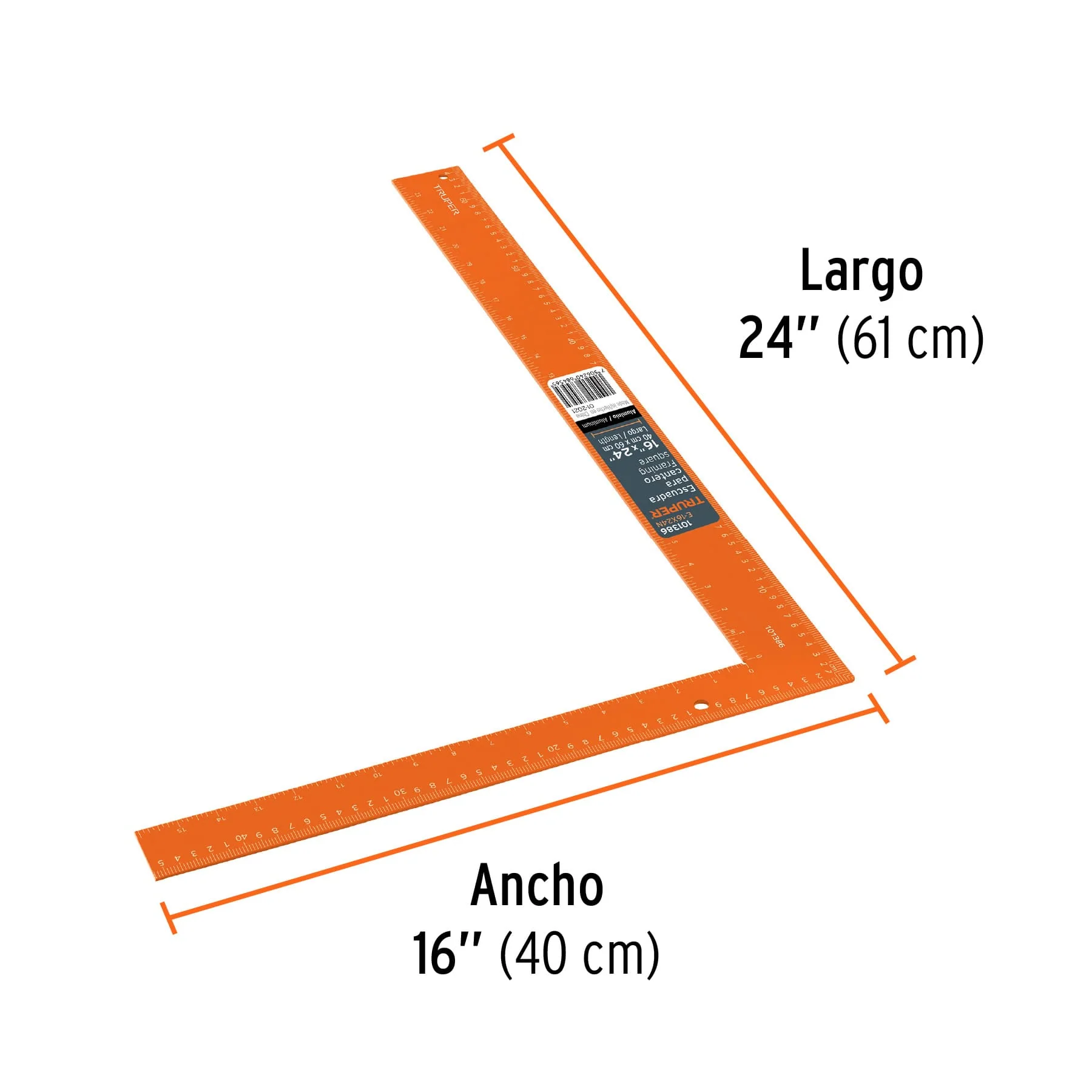 Escuadra plana aluminio 16"x24" Truper