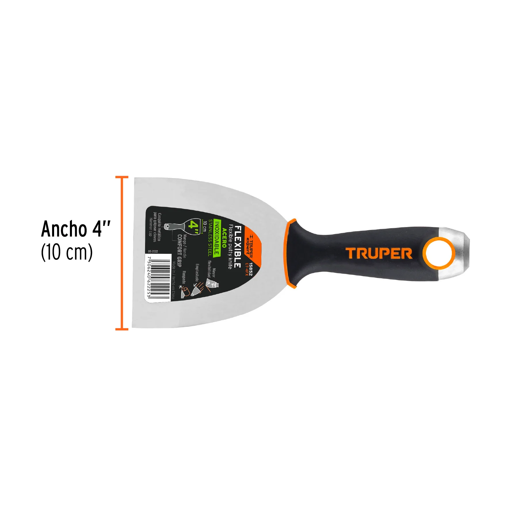 Espatula de acero inoxidable 4" Truper