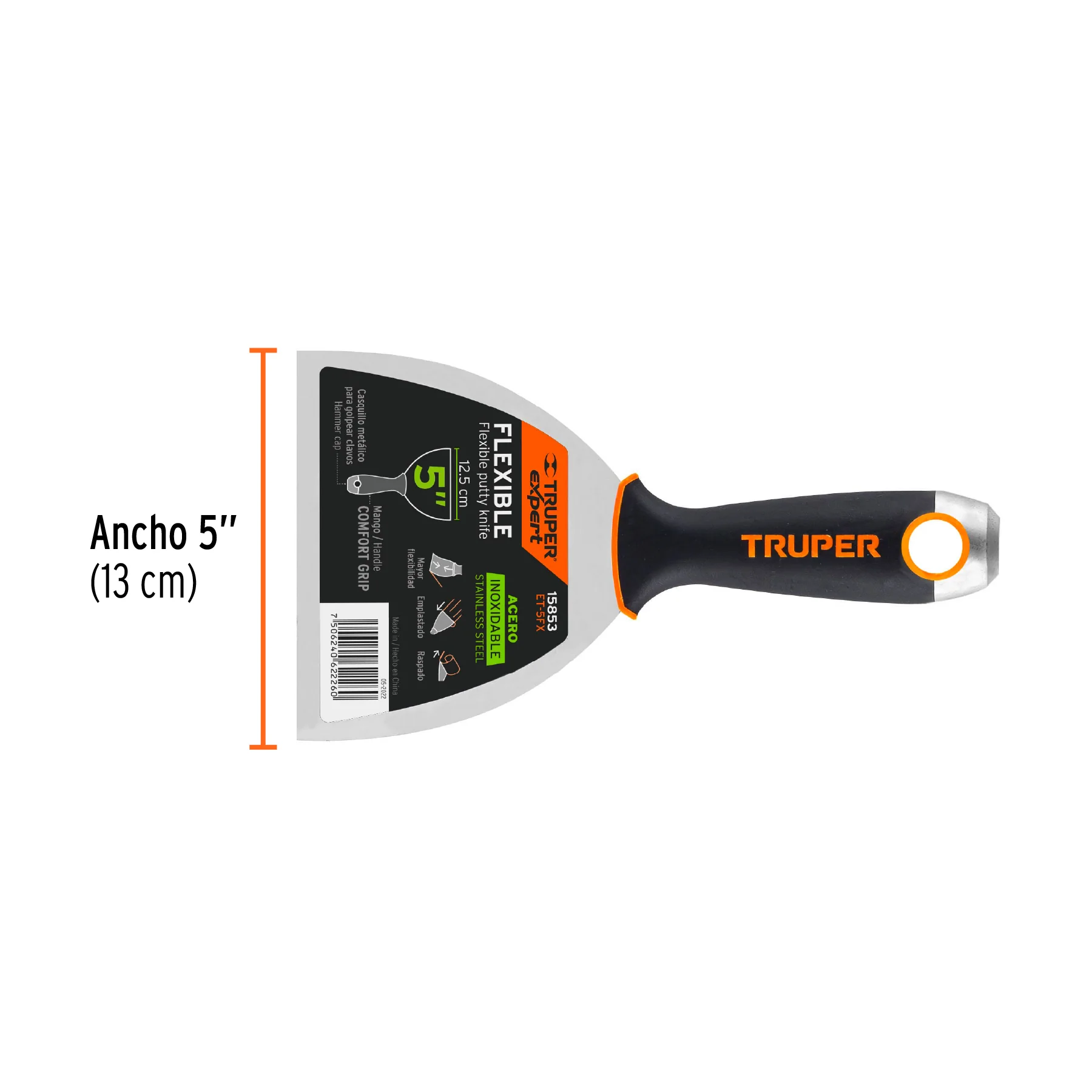 Espatula de acero inoxidable 5" Truper