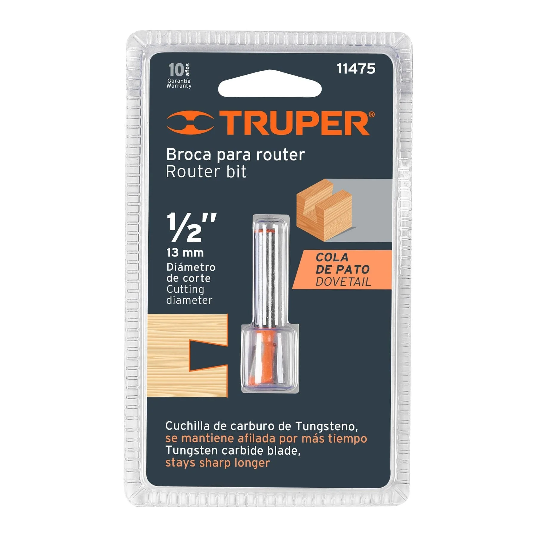 Fresa para ruteadora Cola De Pato 1/2" Truper