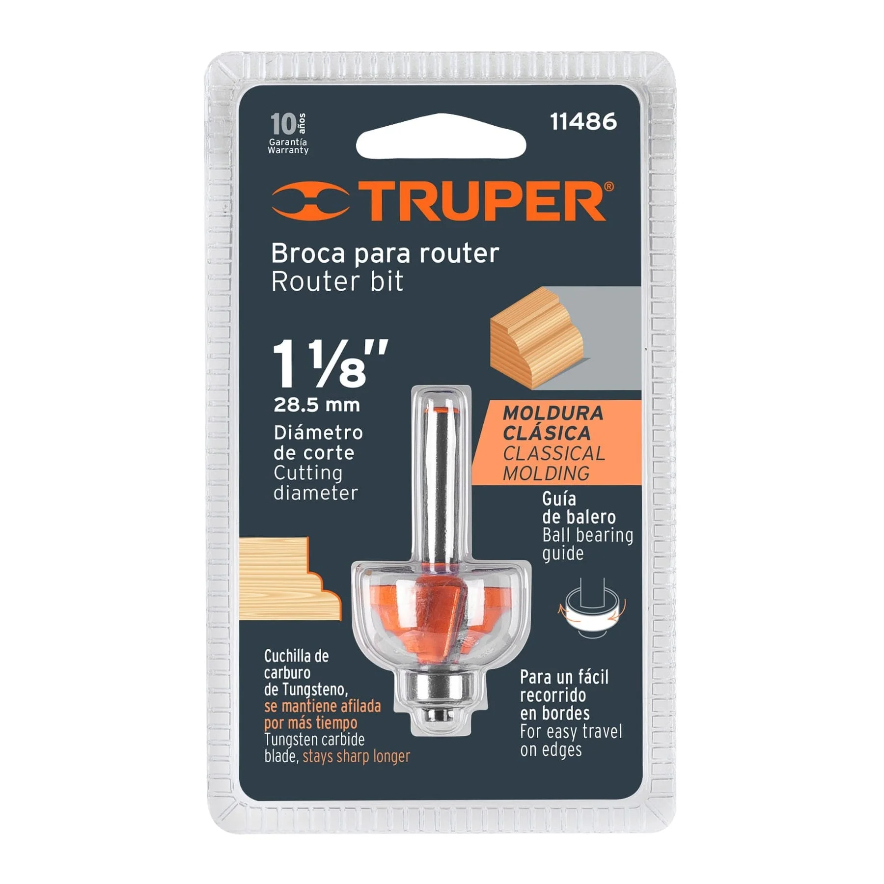 Fresa para ruteadora moldura clasica 1-1/8" Truper
