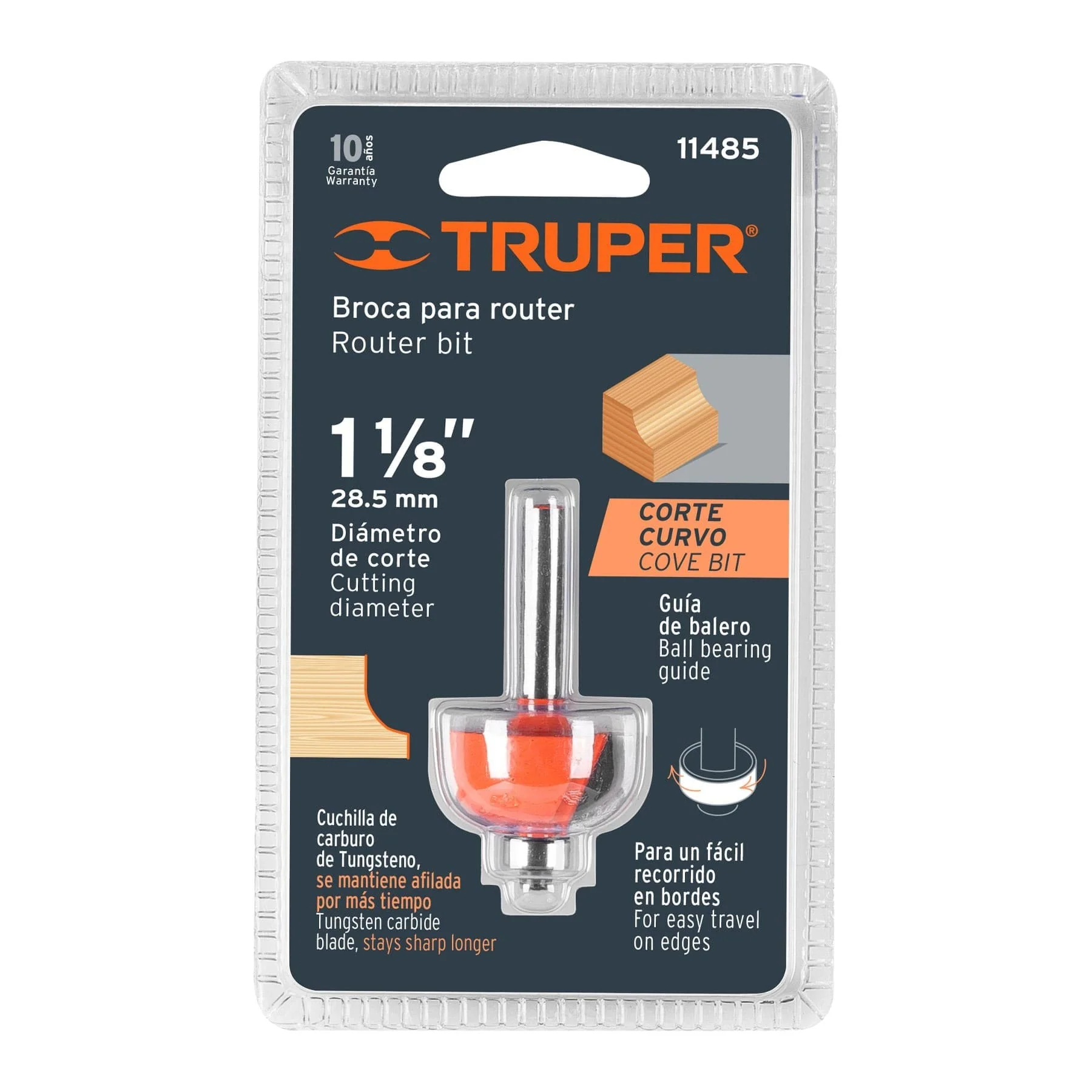 Fresa para ruteadora moldura Cuarto Bocel 1.1/8" Truper