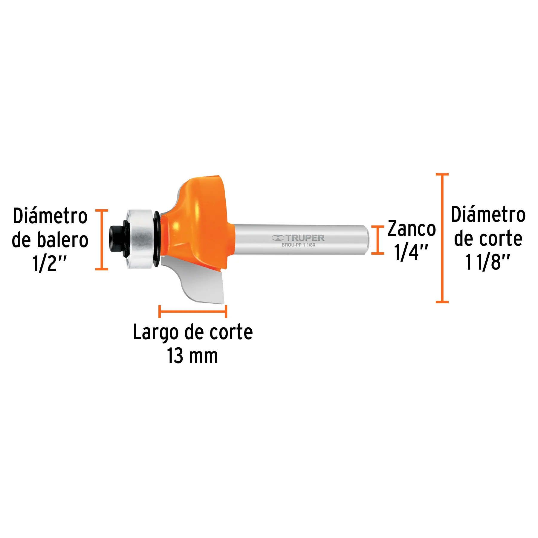 Fresa para ruteadora moldura pecho paloma 1-1/8 Truper - Image 2