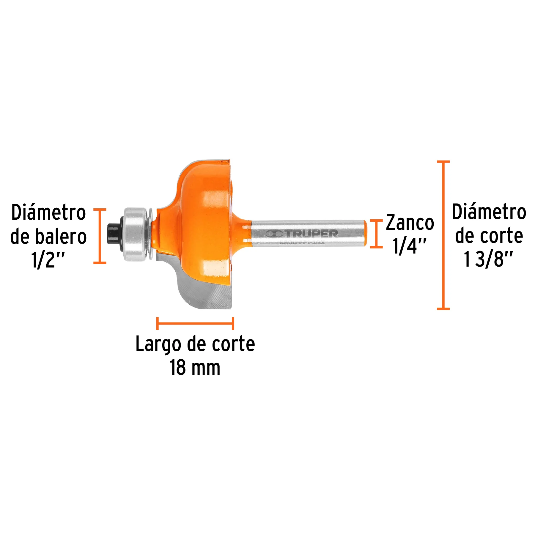 Fresa para ruteadora moldura pecho paloma 1-3/8 Truper - Image 2