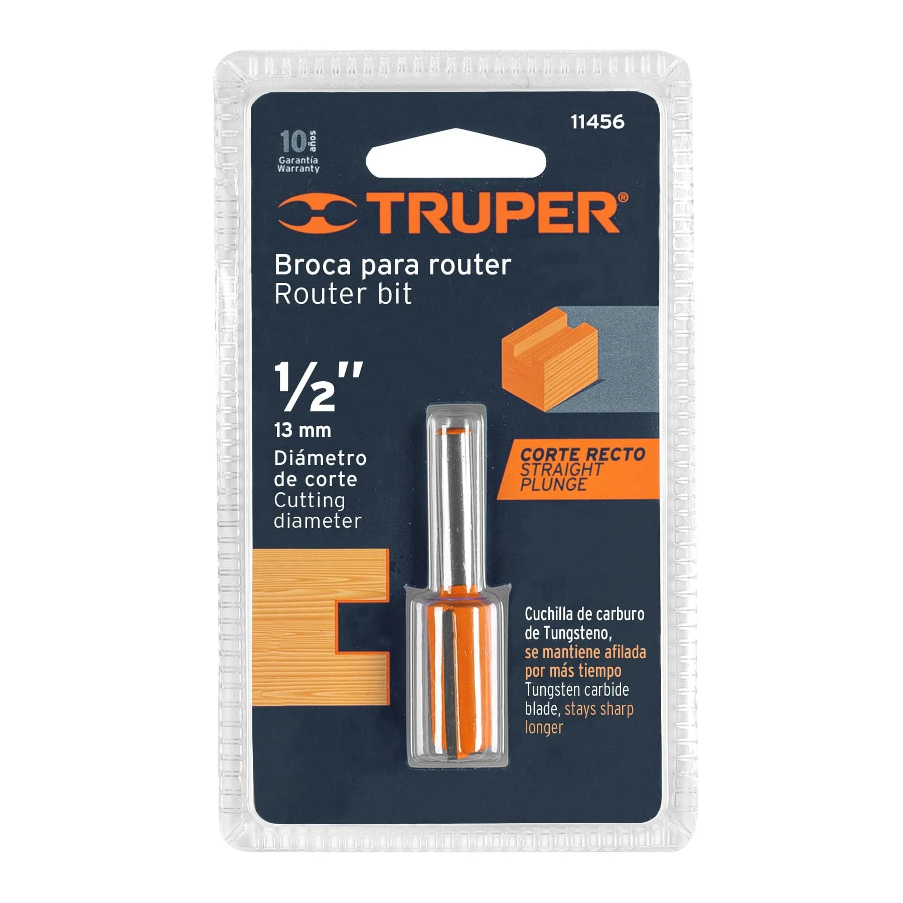 Fresa para ruteadora Recta 1/4"X1/2" Truper
