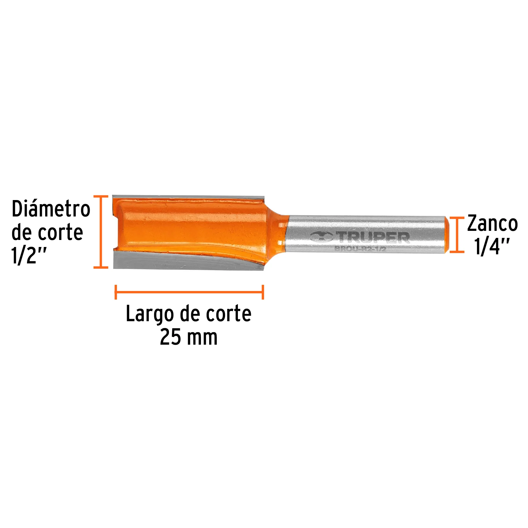 Fresa para ruteadora Recta 1/4"X1/2" Truper - Image 2
