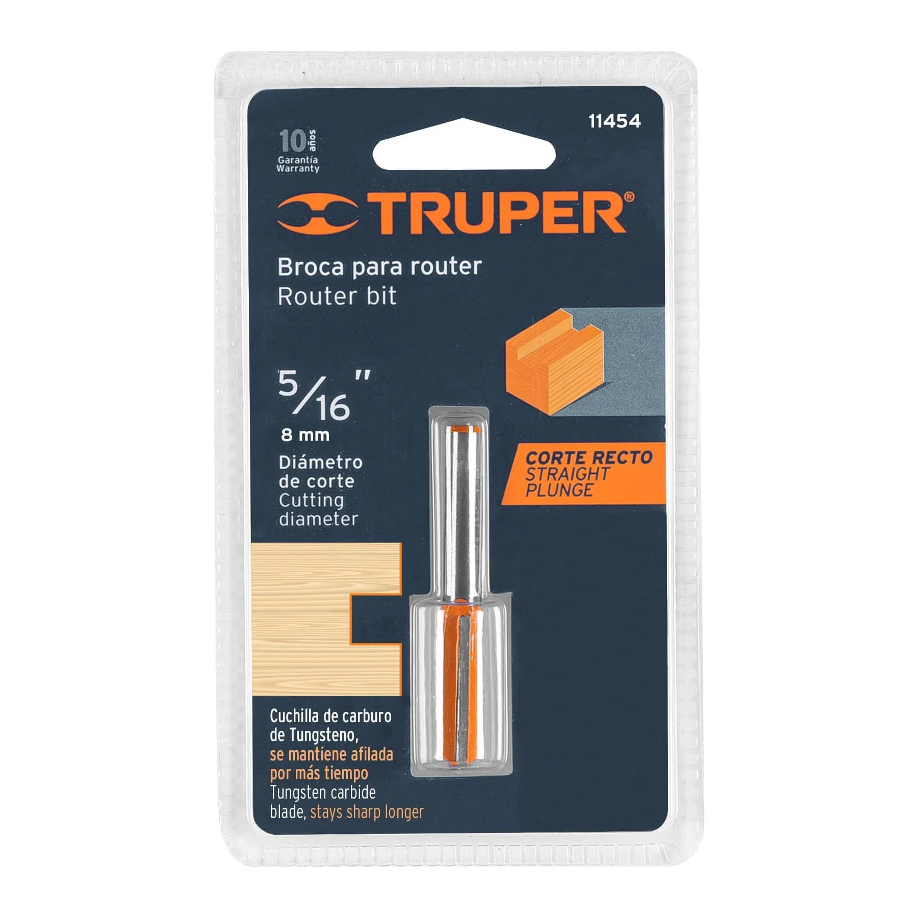 Fresa para ruteadora Recta 1/4"X5/16" Truper