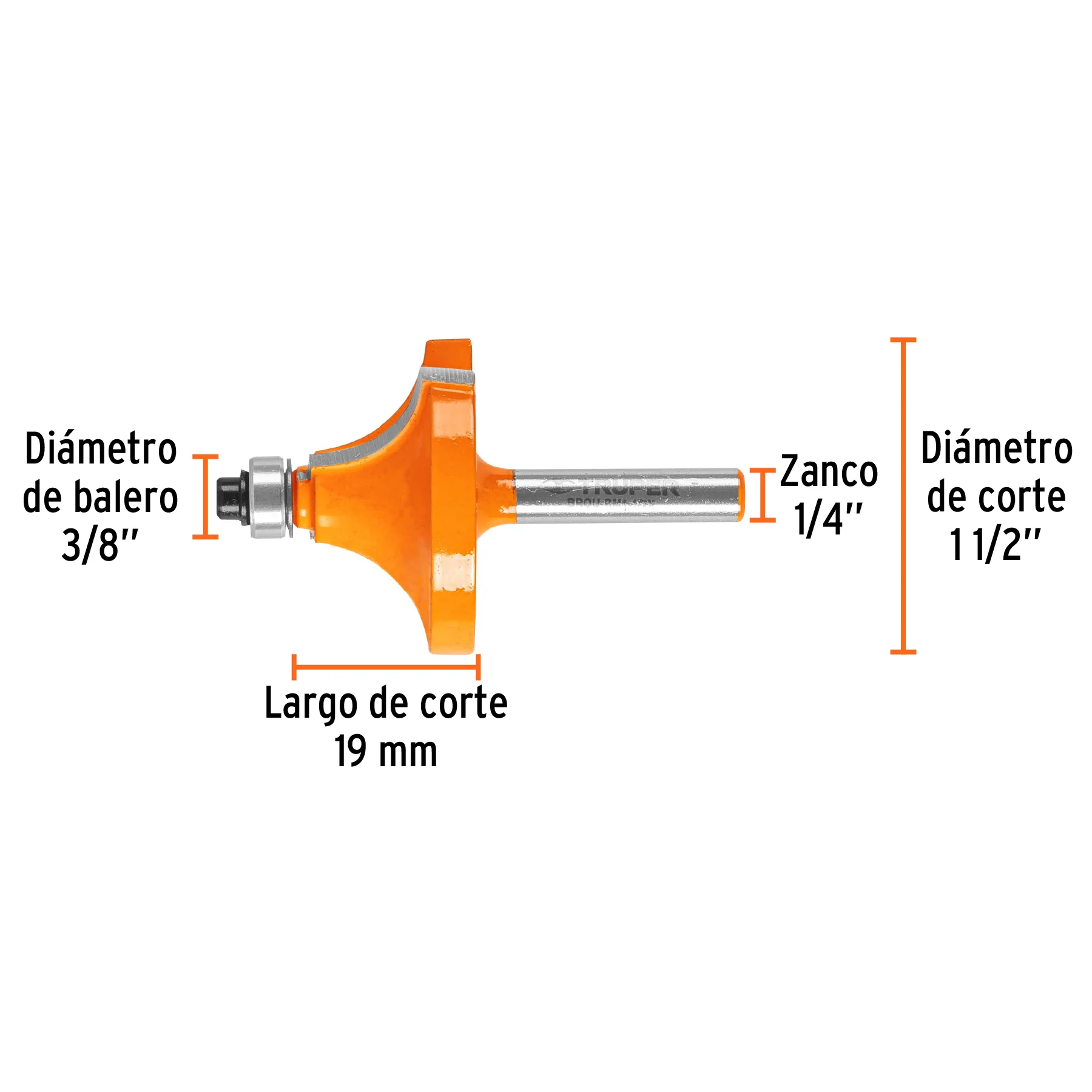 Fresa para ruteadora redondeado con moldura 1-1/2" Truper - Image 2