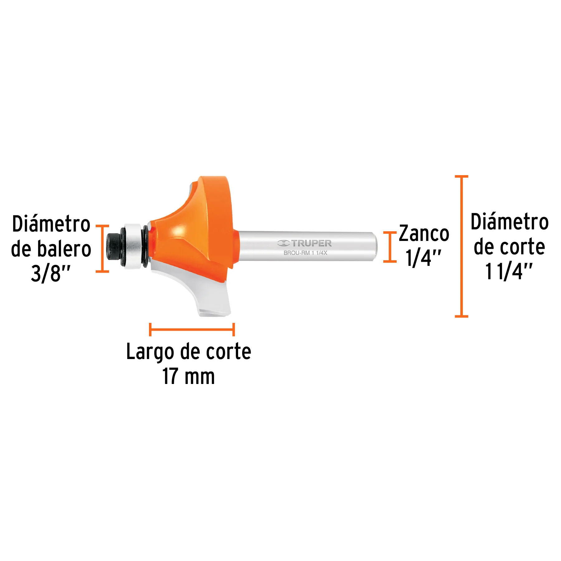 Fresa para ruteadora redondeado con moldura 1-1/4" Truper - Image 2