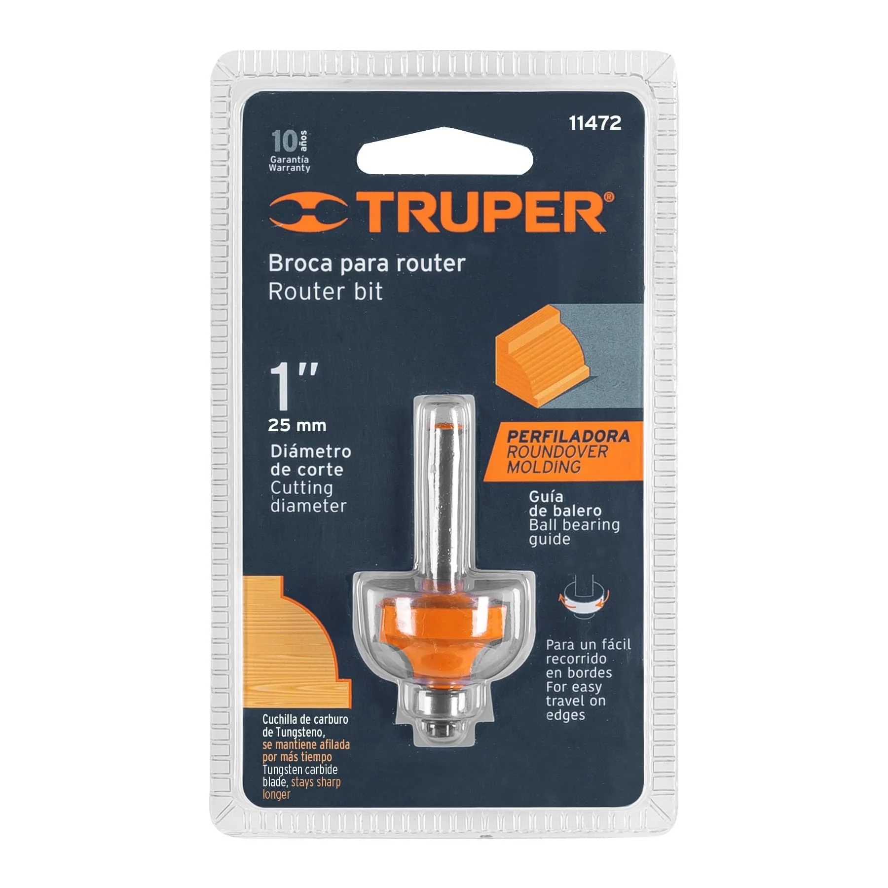 Fresa para ruteadora redondeado con moldura 1" Truper