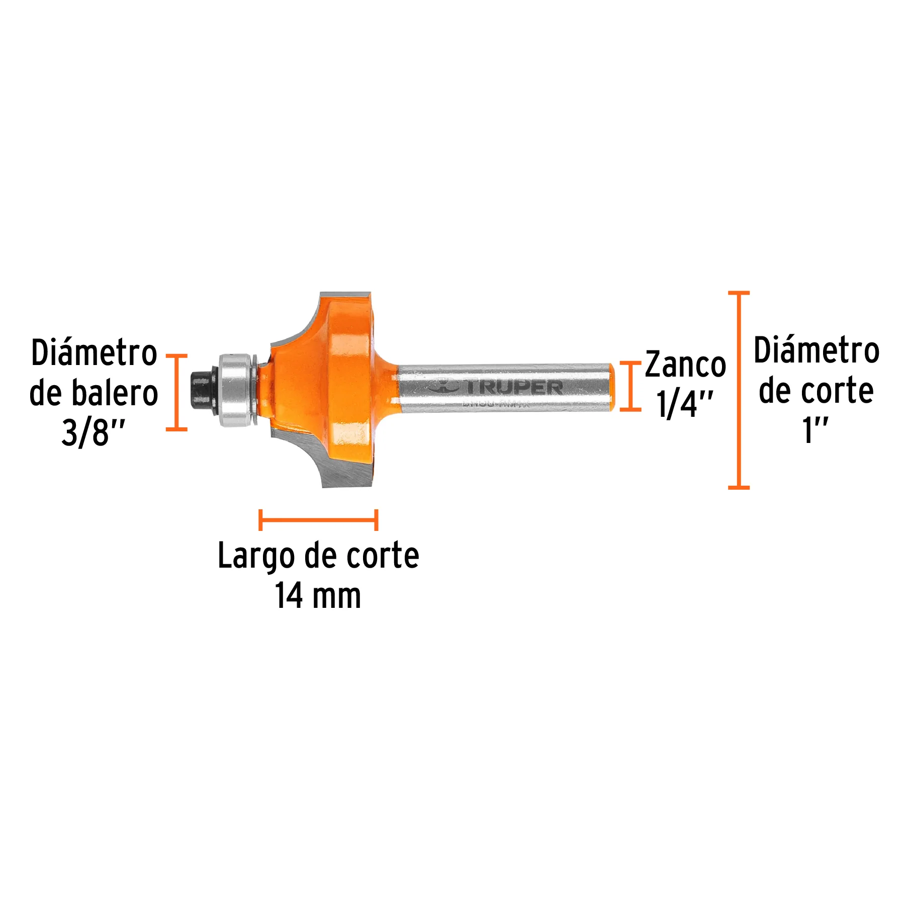 Fresa para ruteadora redondeado con moldura 1" Truper - Image 2