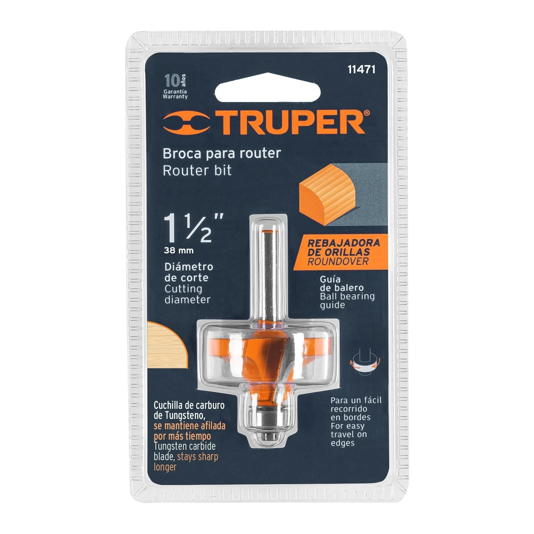 Fresa para ruteadora redondeadora 1-1/2" Truper
