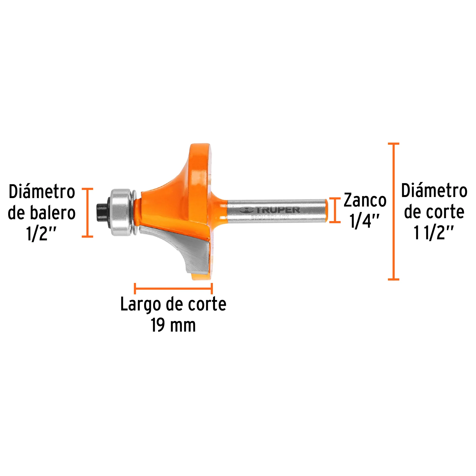 Fresa para ruteadora redondeadora 1-1/2" Truper - Image 2