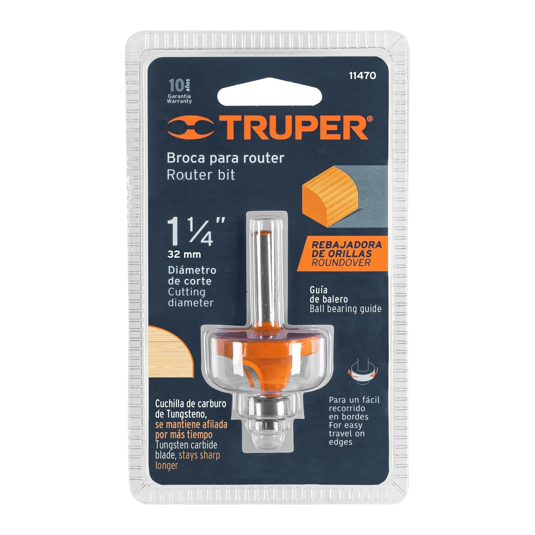 Fresa para ruteadora redondeadora 1-1/4" Truper