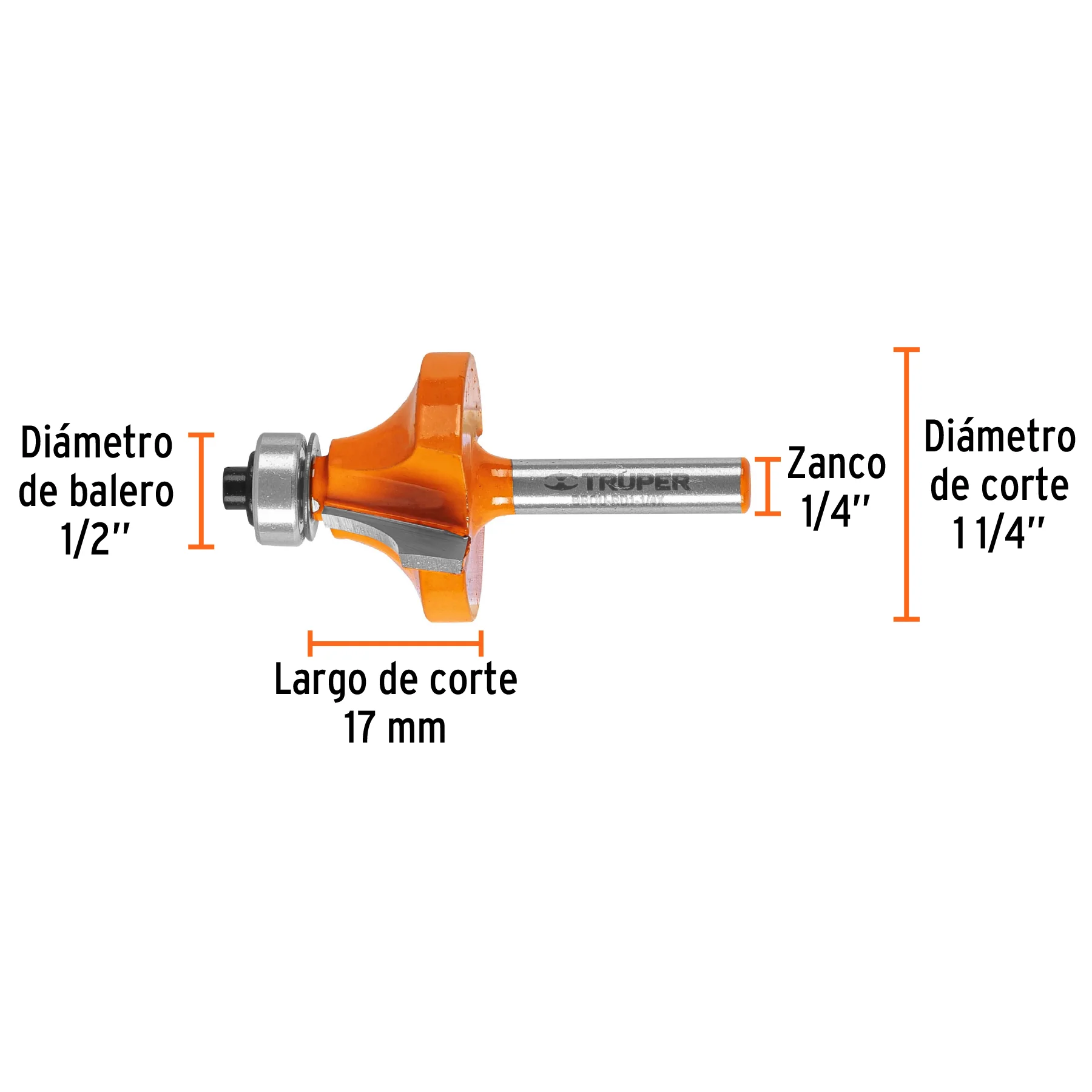 Fresa para ruteadora redondeadora 1-1/4" Truper - Image 2