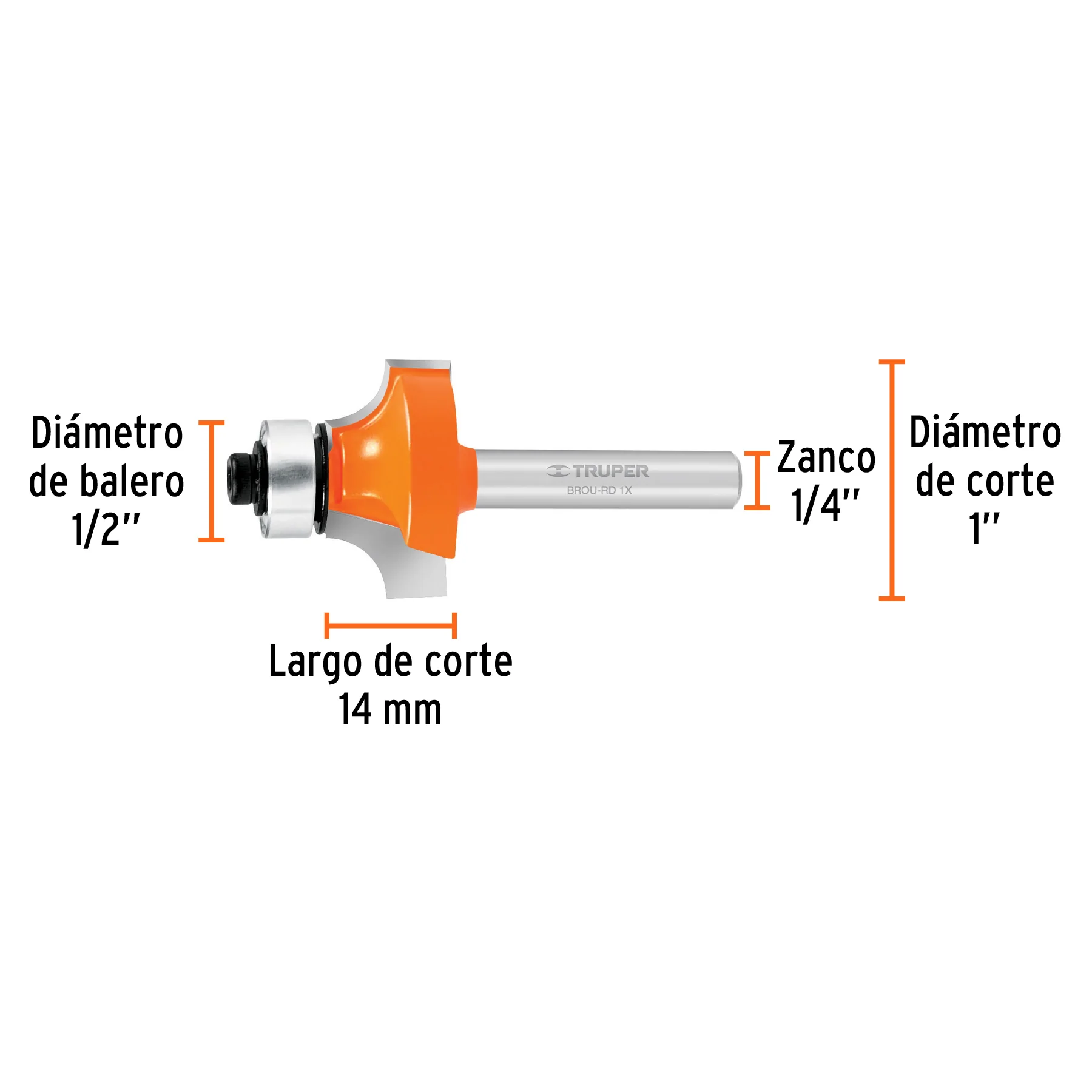 Fresa para ruteadora redondeadora 1" Truper - Image 2