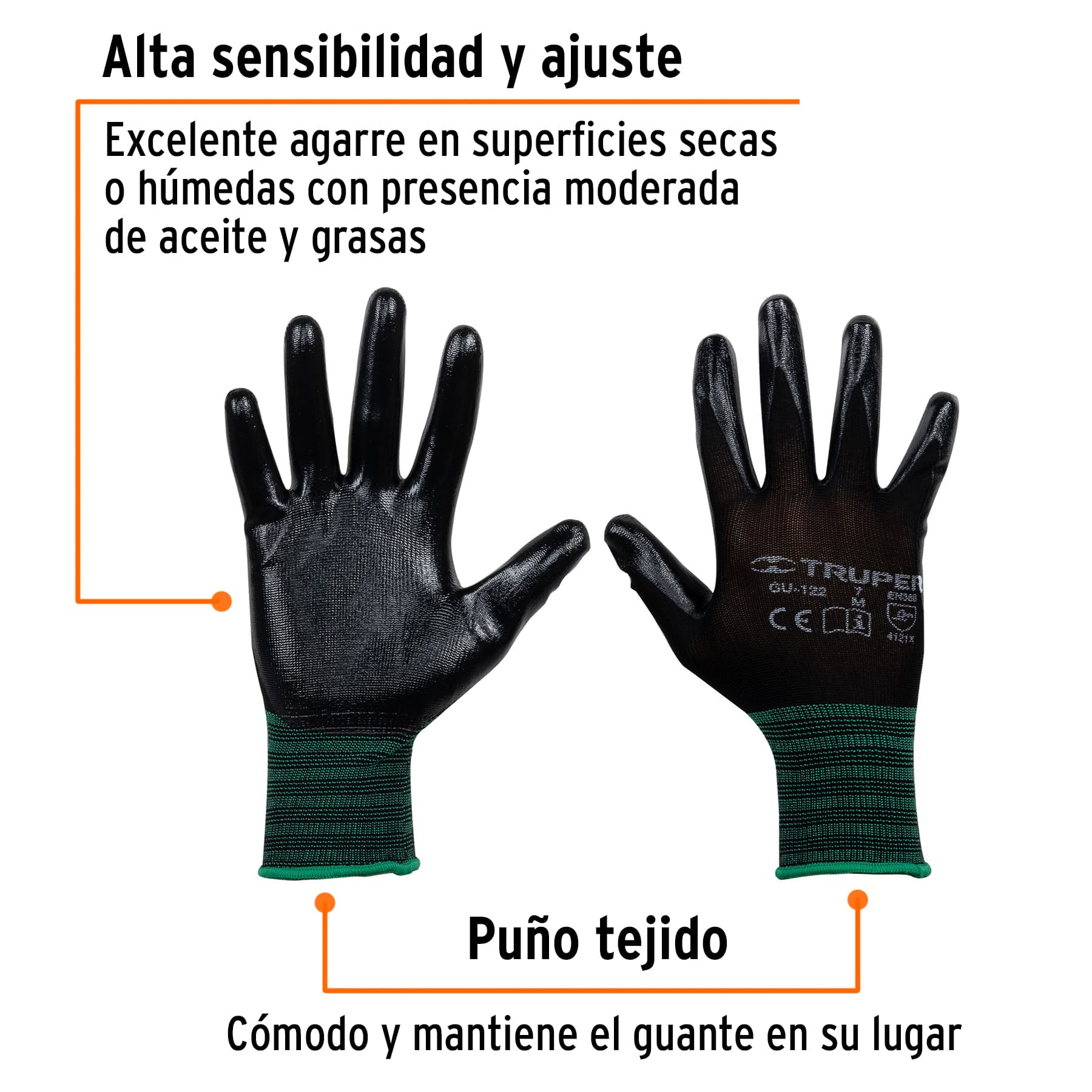 Guante recubierto de nitrilo talla M Truper - Image 3