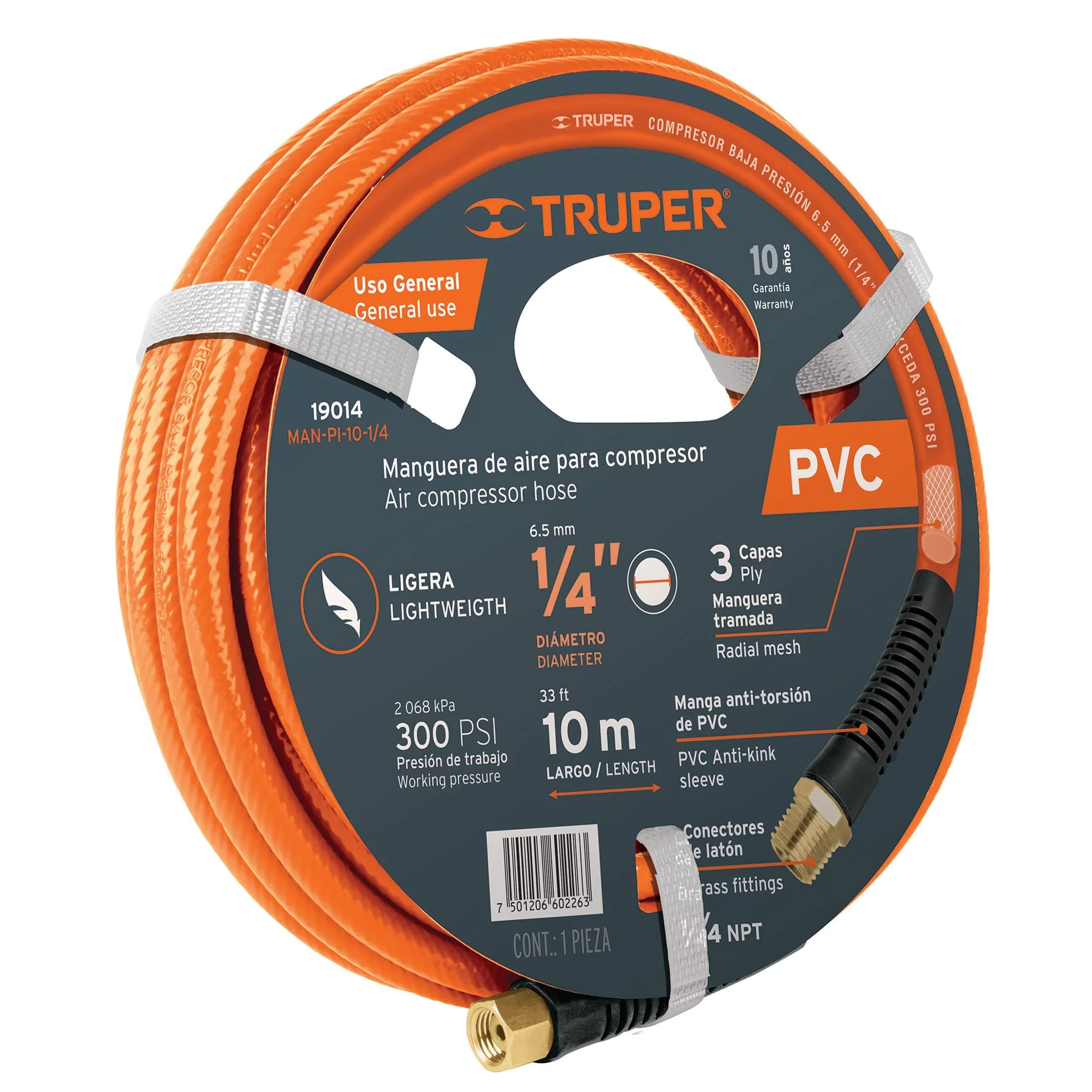 Manguera para compresor de aire 1/4"x10mt Truper