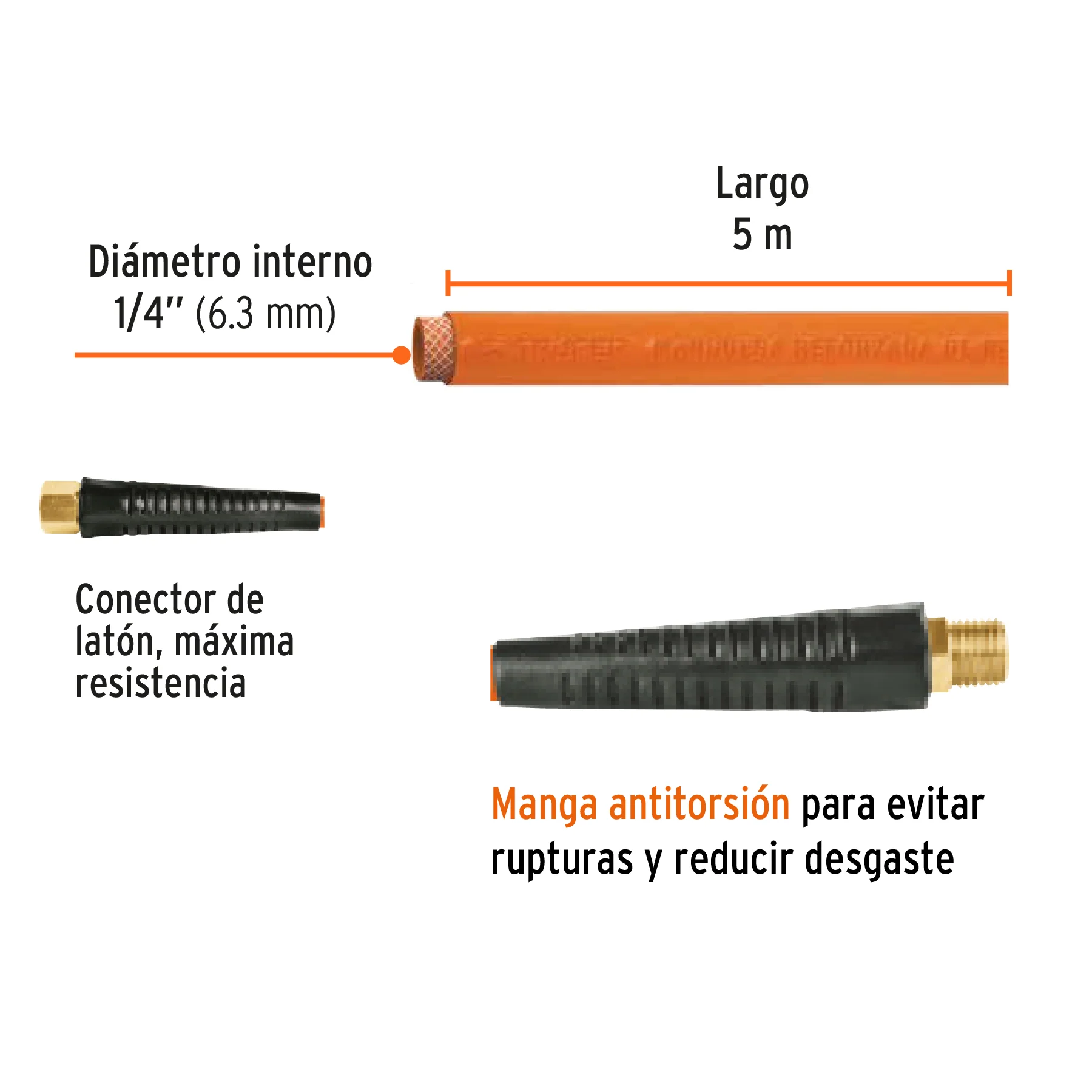 Manguera para compresor de aire 1/4"x5mt Truper - Image 2