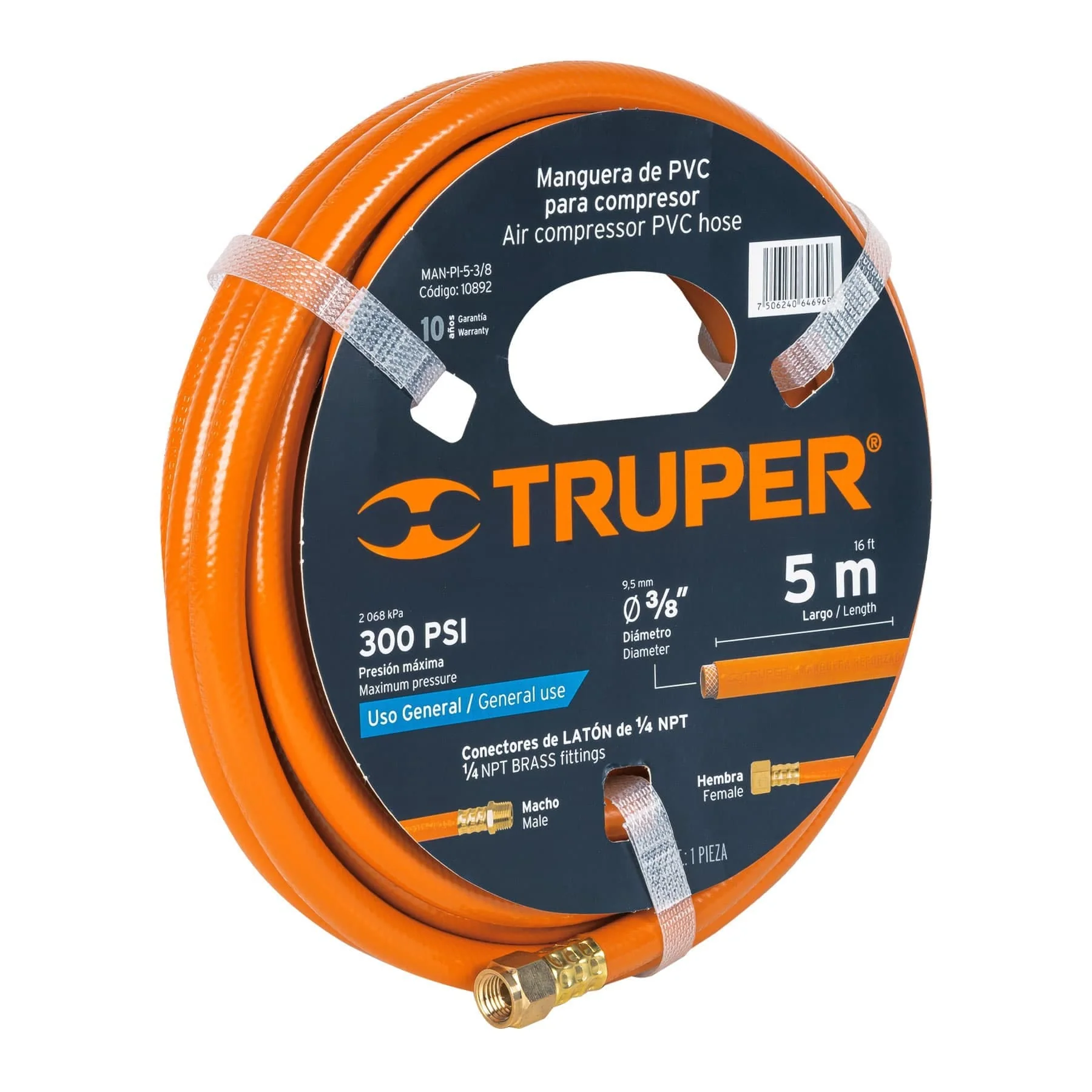 Manguera para compresor de aire 3/8"x5mt Truper