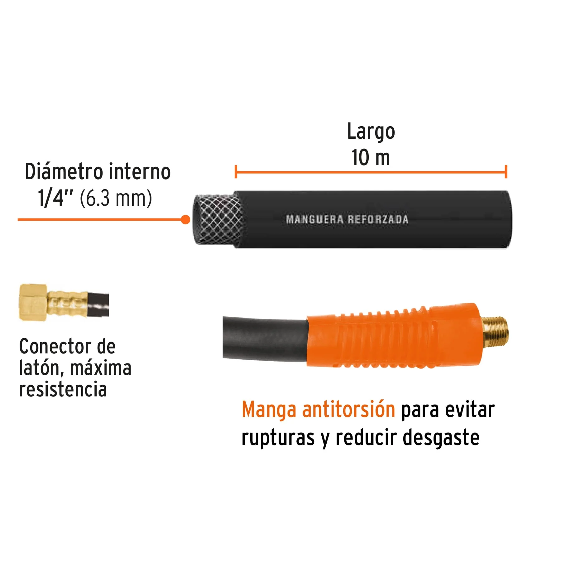 Manguera para compresora de aire 1/4"x10mt Truper - Image 2
