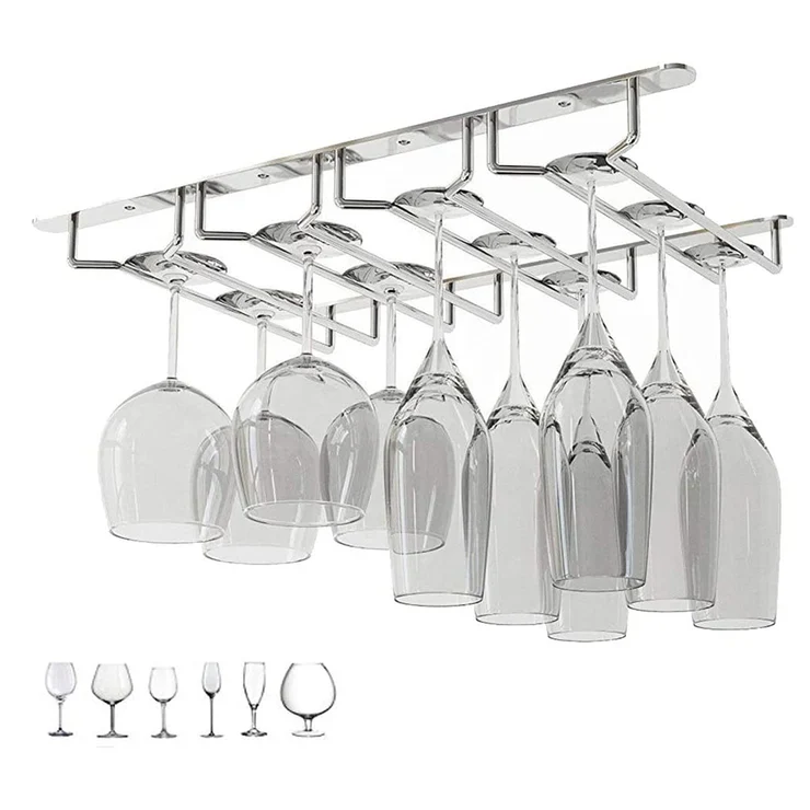 Organizador para copas acero inoxidable 4 carriles