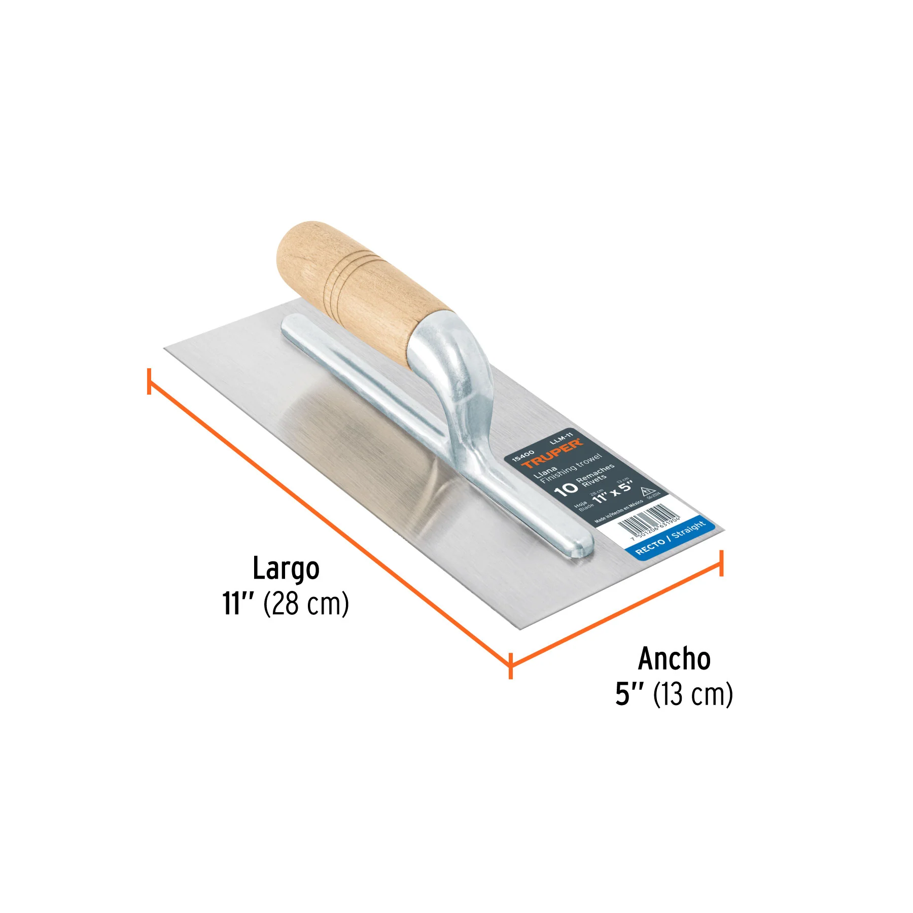Plancha de empastar lisa 10 remaches Truper