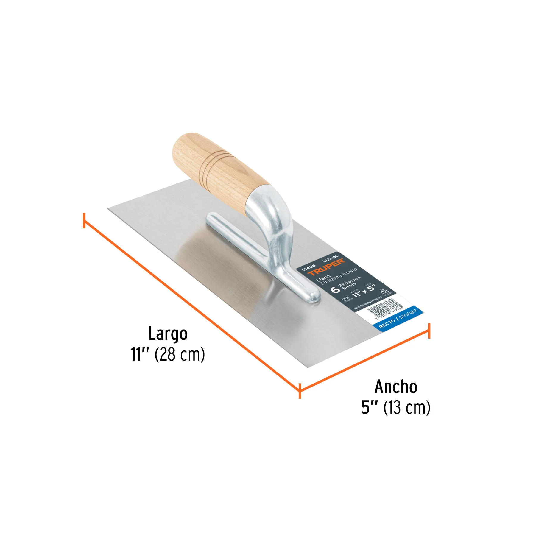 Plancha de empastar lisa 6 remaches Truper
