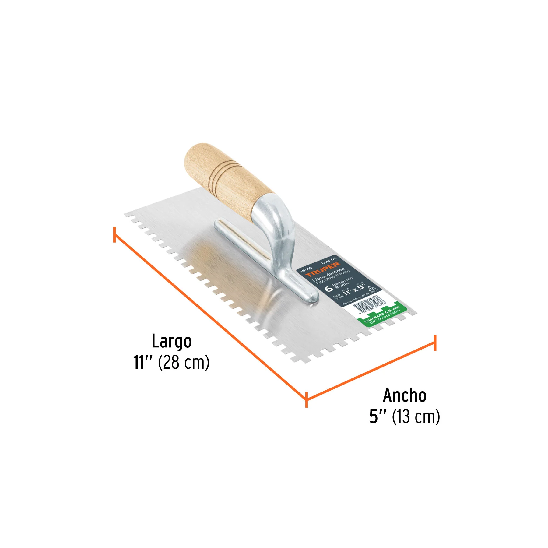 Plancha de empastar dentada 6 remaches Truper
