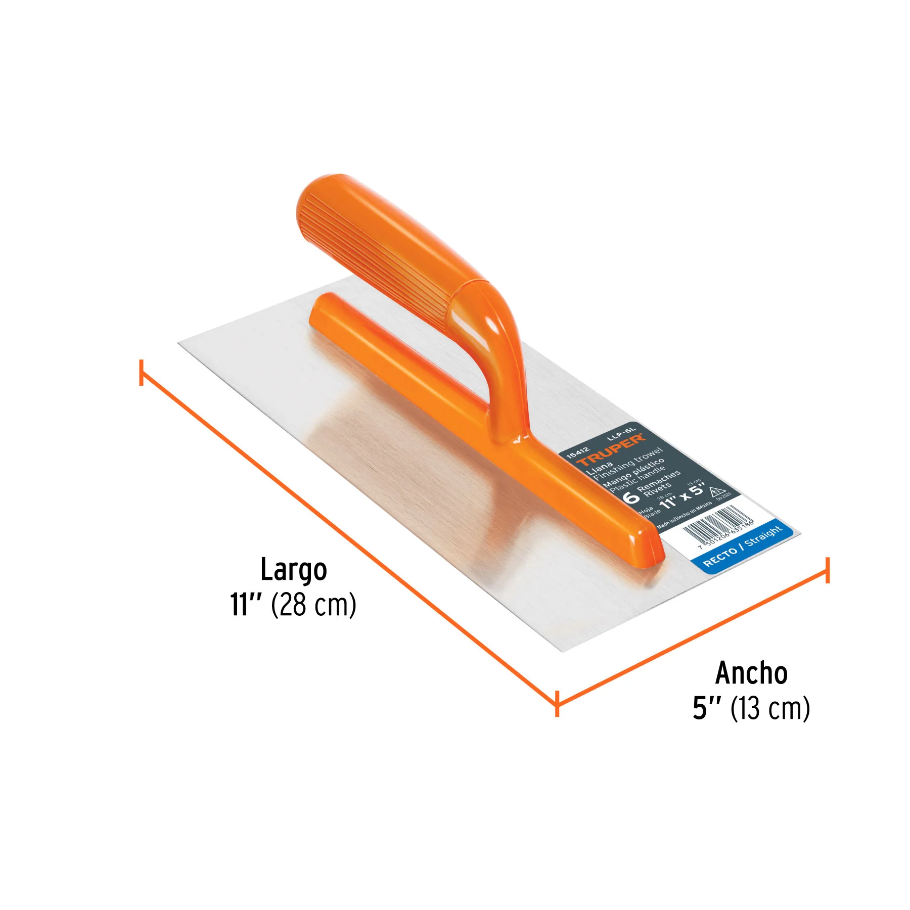 Plancha de empastar lisa m/plastico 6 remaches Truper