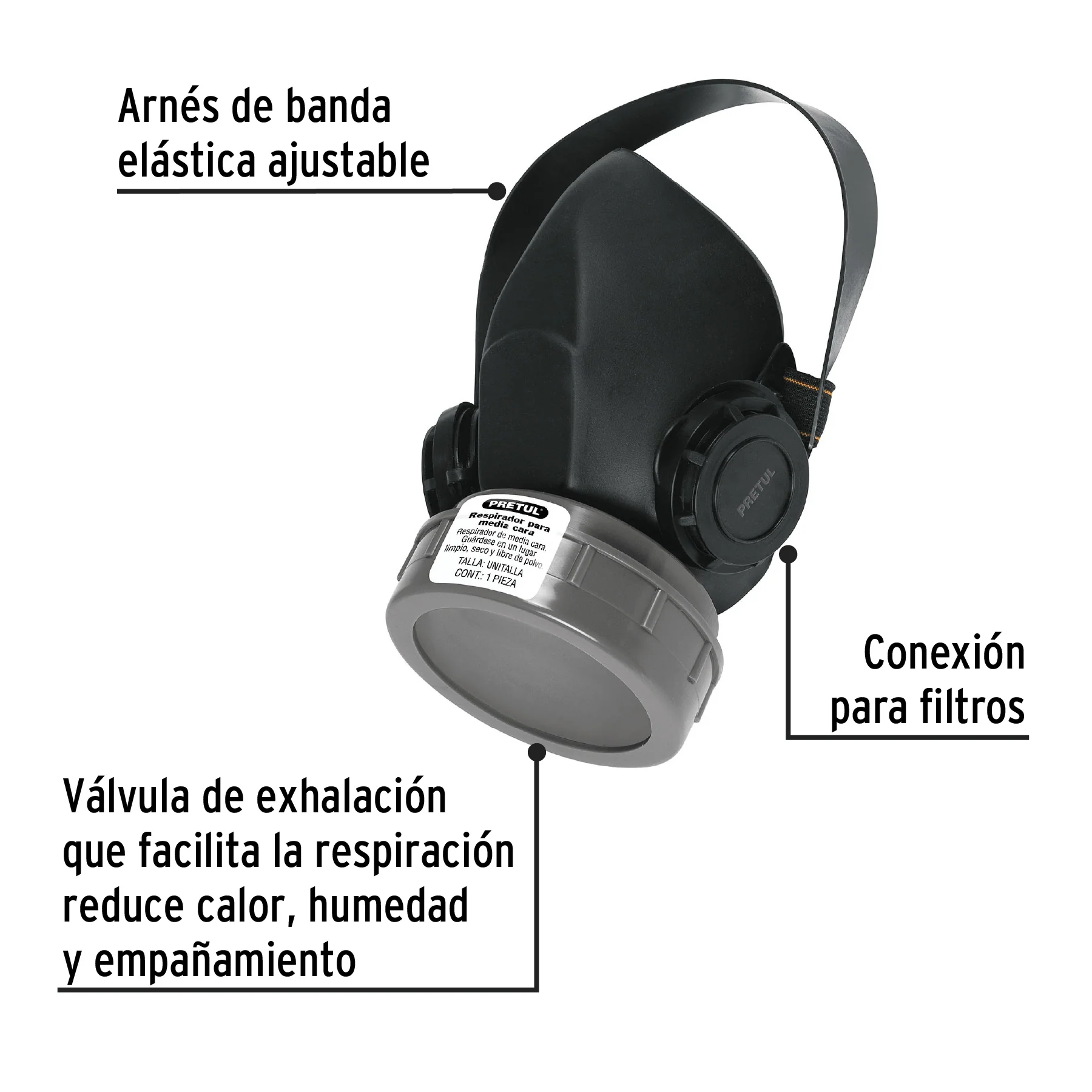 Respirador media cara 1 via Pretul