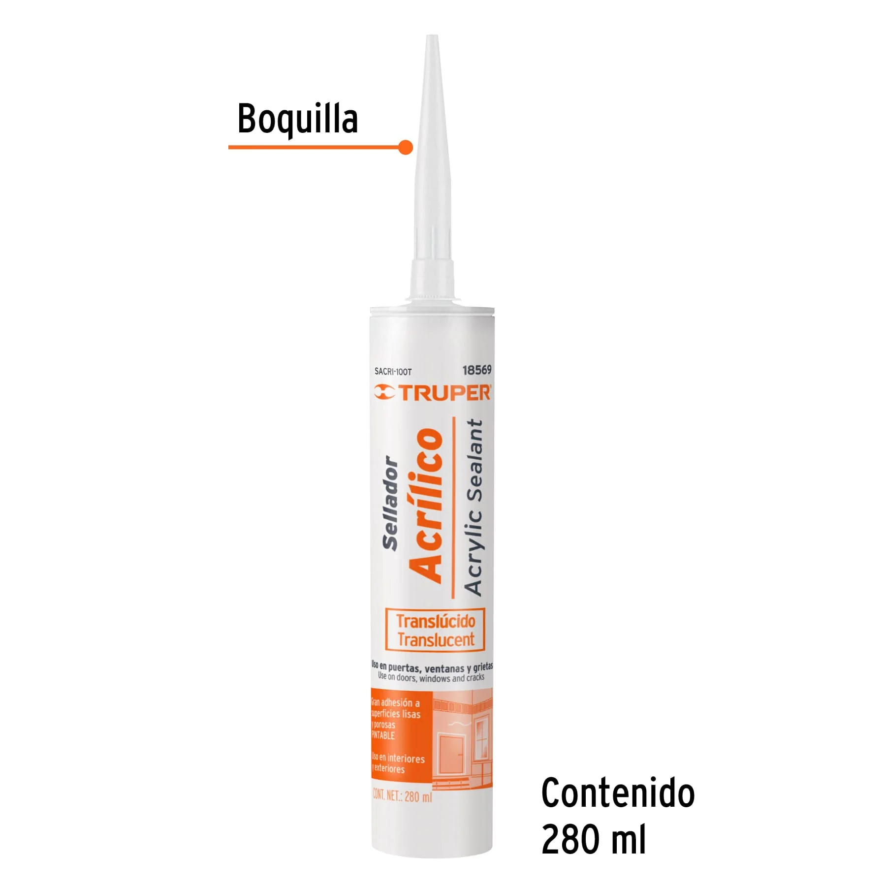 Sellador acrilico transparente Truper