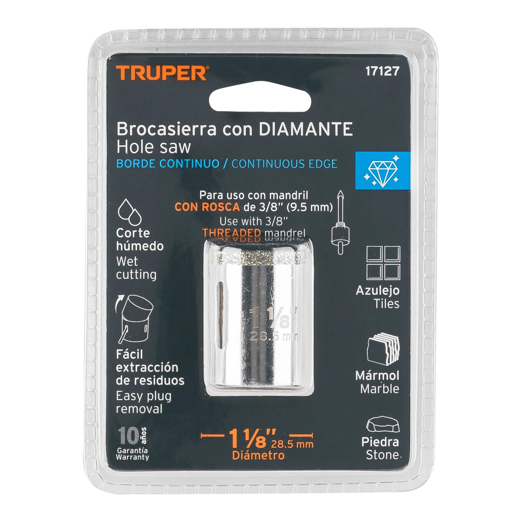 Sierra copa diamantada 1- 1/8" Truper